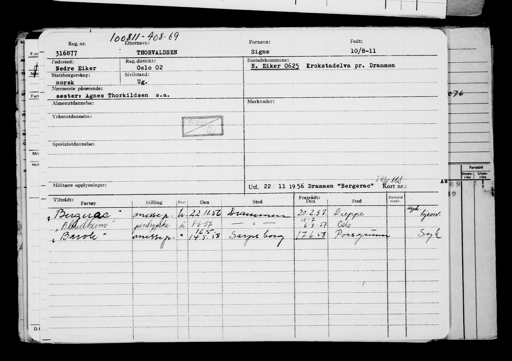 Direktoratet for sjømenn, AV/RA-S-3545/G/Gb/L0099: Hovedkort, 1911, p. 174