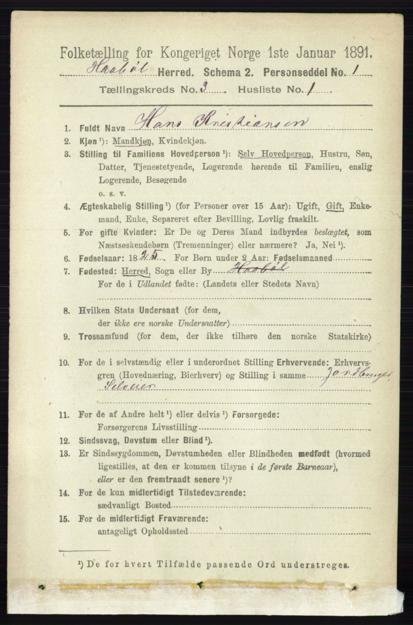 RA, 1891 census for 0138 Hobøl, 1891, p. 1711