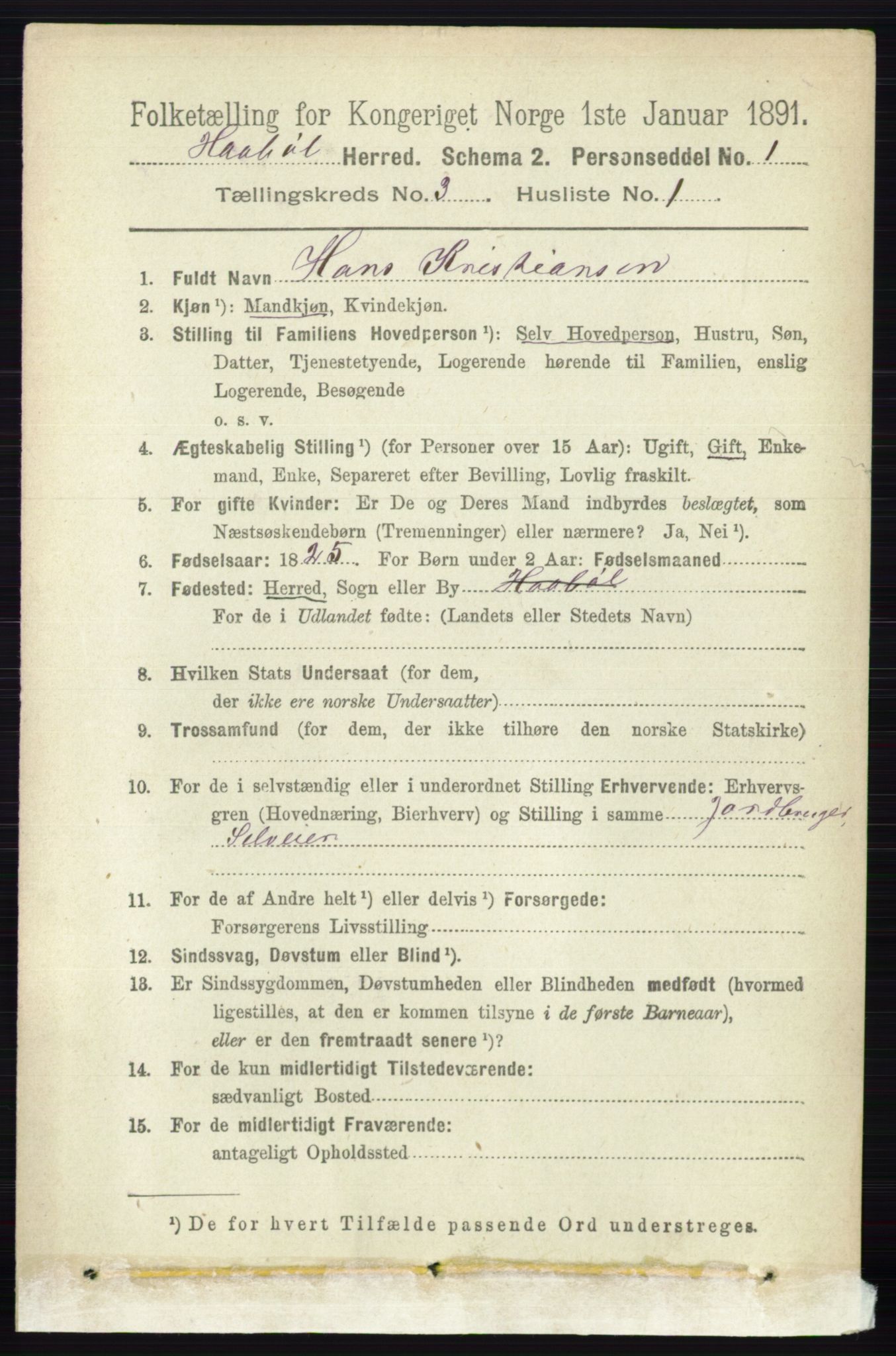 RA, 1891 census for 0138 Hobøl, 1891, p. 1711