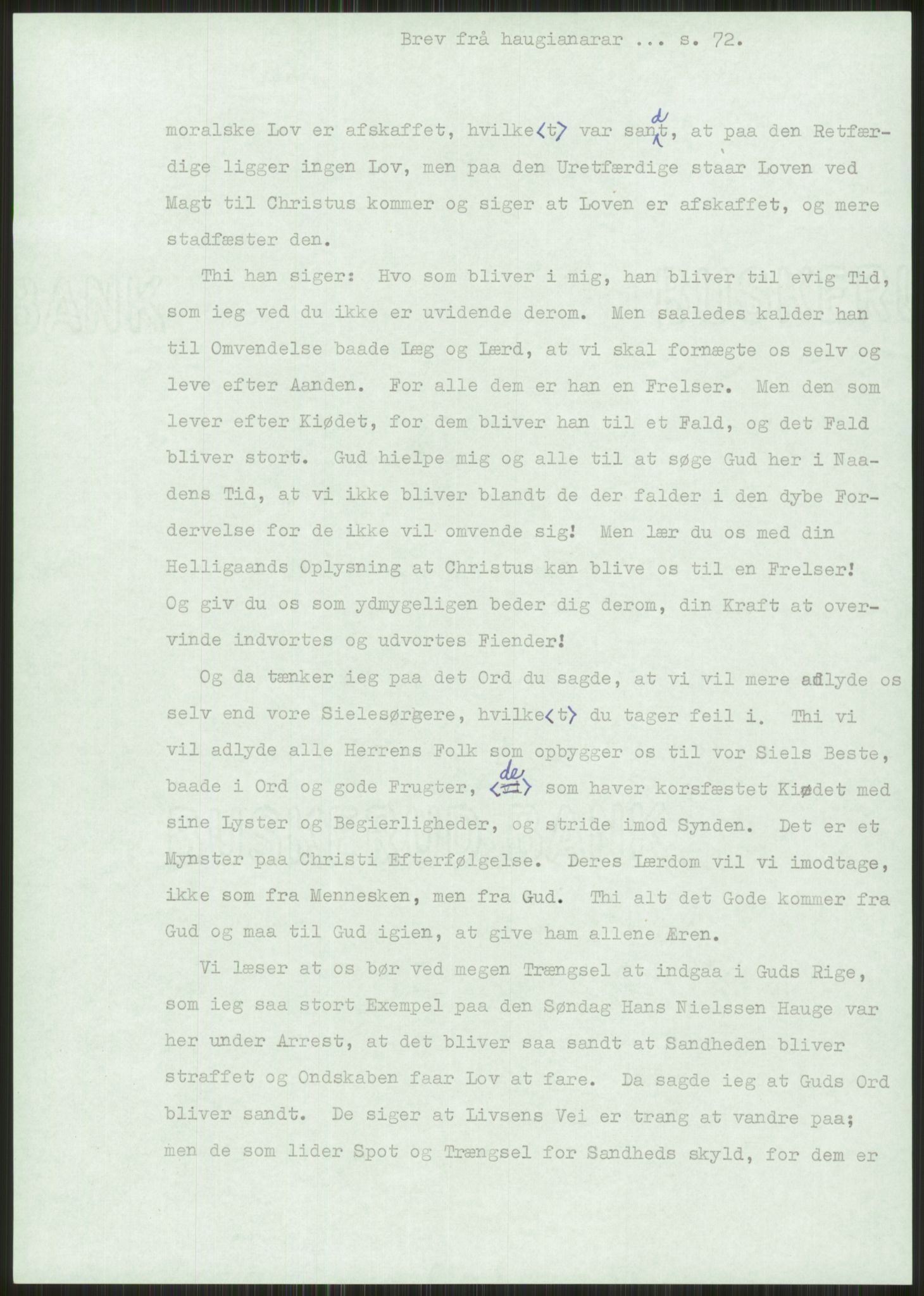 Samlinger til kildeutgivelse, Haugianerbrev, AV/RA-EA-6834/F/L0001: Haugianerbrev I: 1760-1804, 1760-1804, p. 72