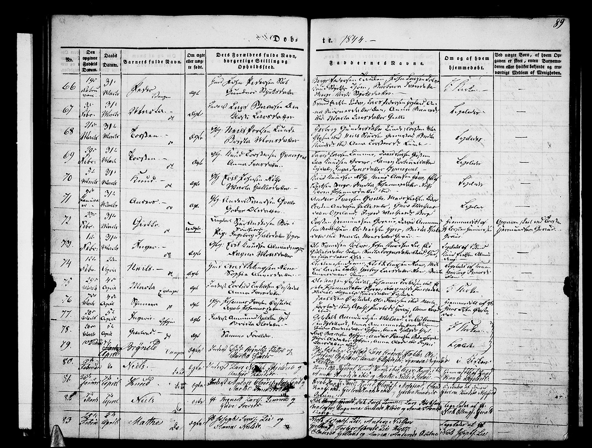 Voss sokneprestembete, SAB/A-79001/H/Haa: Parish register (official) no. A 13, 1836-1851, p. 89