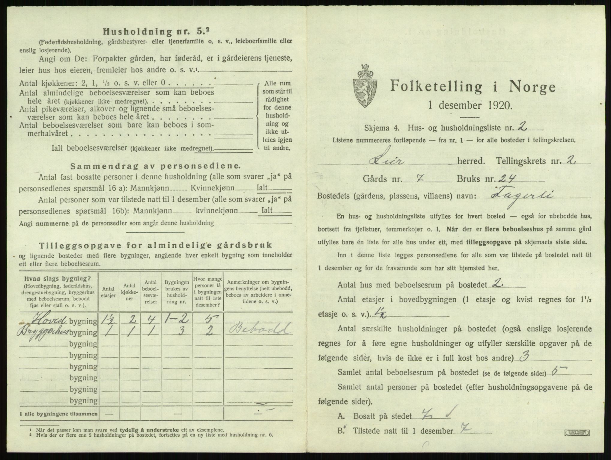 SAKO, 1920 census for Lier, 1920, p. 214