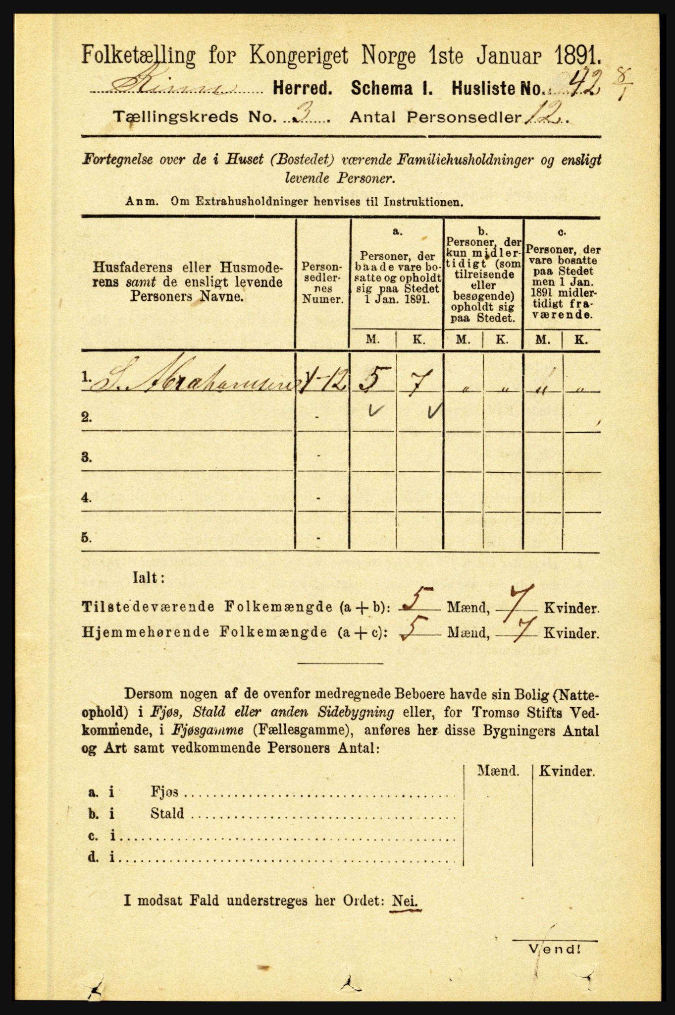 RA, 1891 census for 1437 Kinn, 1891, p. 925