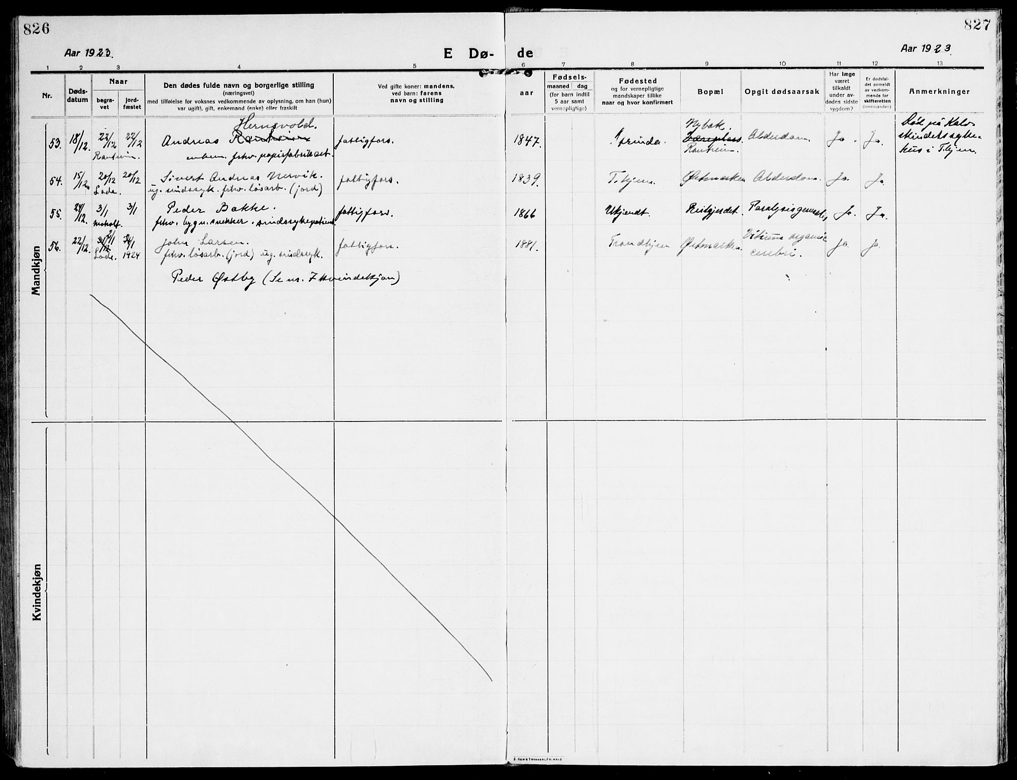 Ministerialprotokoller, klokkerbøker og fødselsregistre - Sør-Trøndelag, SAT/A-1456/607/L0321: Parish register (official) no. 607A05, 1916-1935, p. 826-827