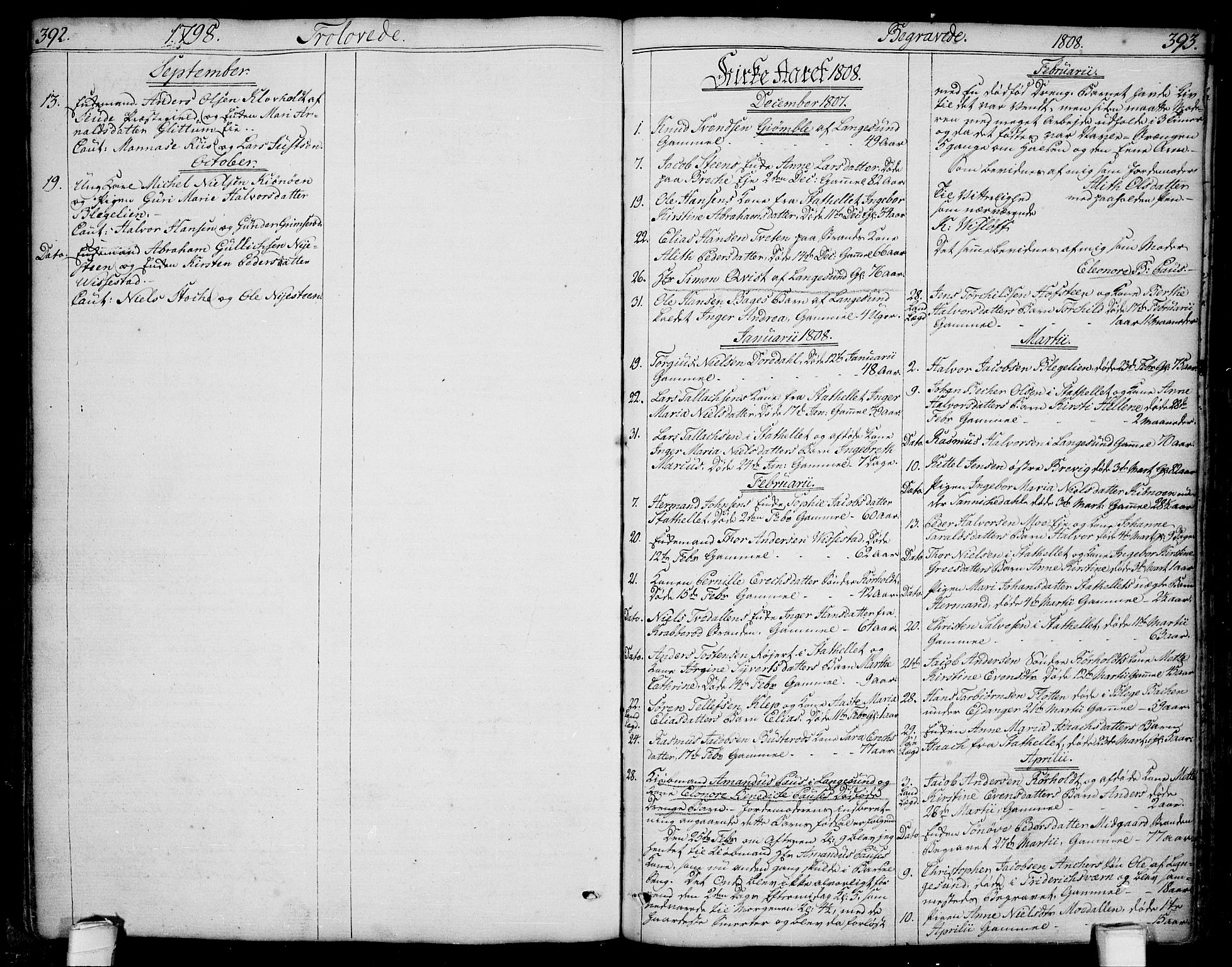 Bamble kirkebøker, AV/SAKO-A-253/F/Fa/L0002: Parish register (official) no. I 2, 1775-1814, p. 392-393