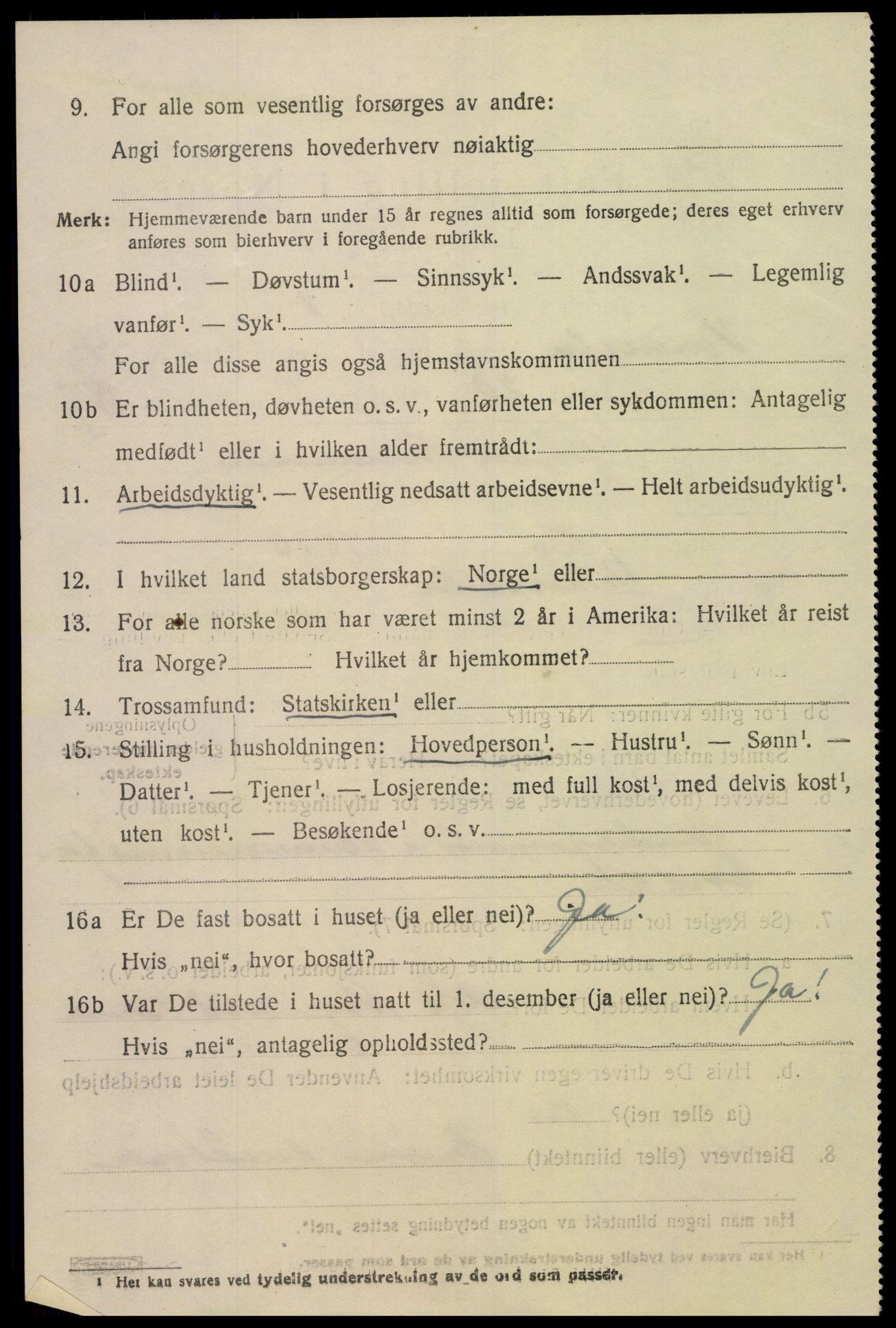 SAK, 1920 census for Vennesla, 1920, p. 3087