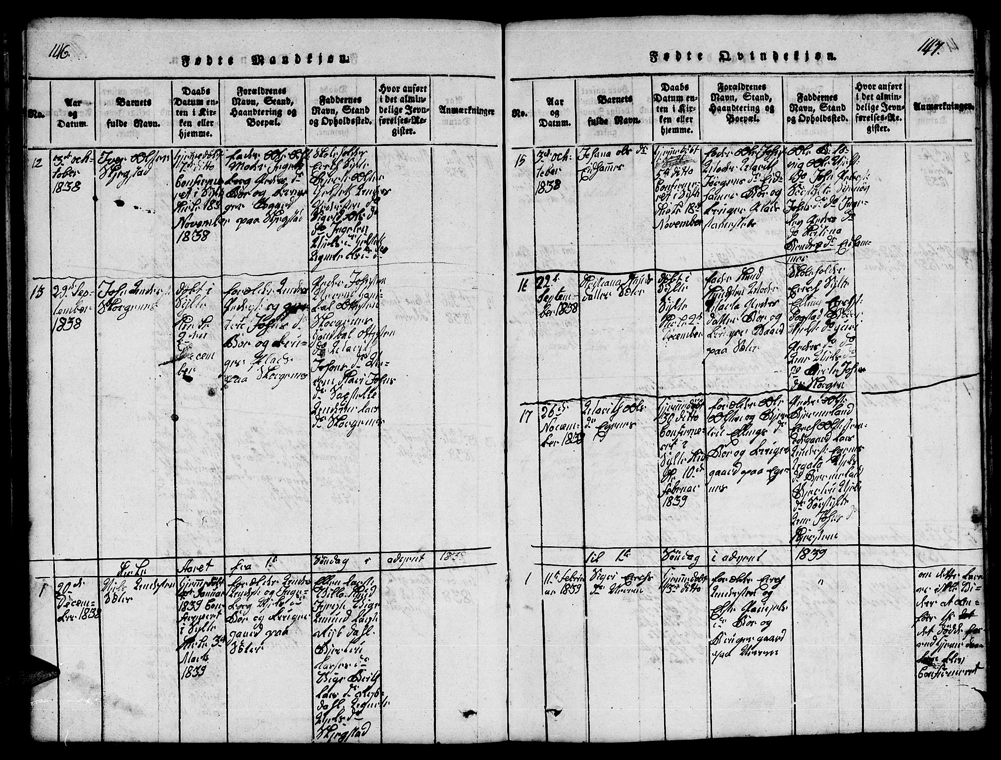 Ministerialprotokoller, klokkerbøker og fødselsregistre - Møre og Romsdal, SAT/A-1454/541/L0546: Parish register (copy) no. 541C01, 1818-1856, p. 146-147