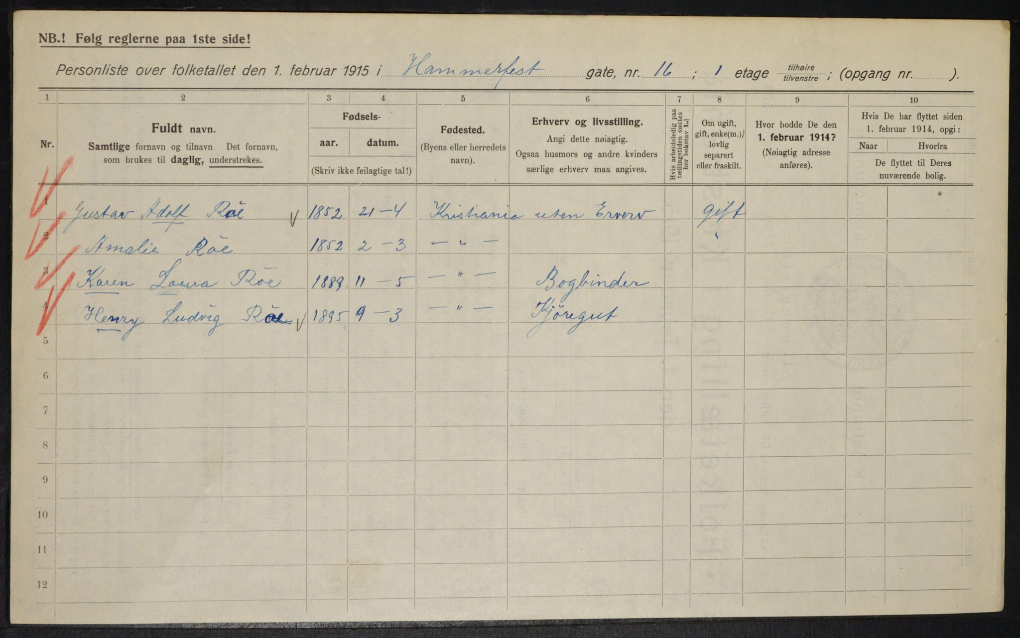 OBA, Municipal Census 1915 for Kristiania, 1915, p. 33946