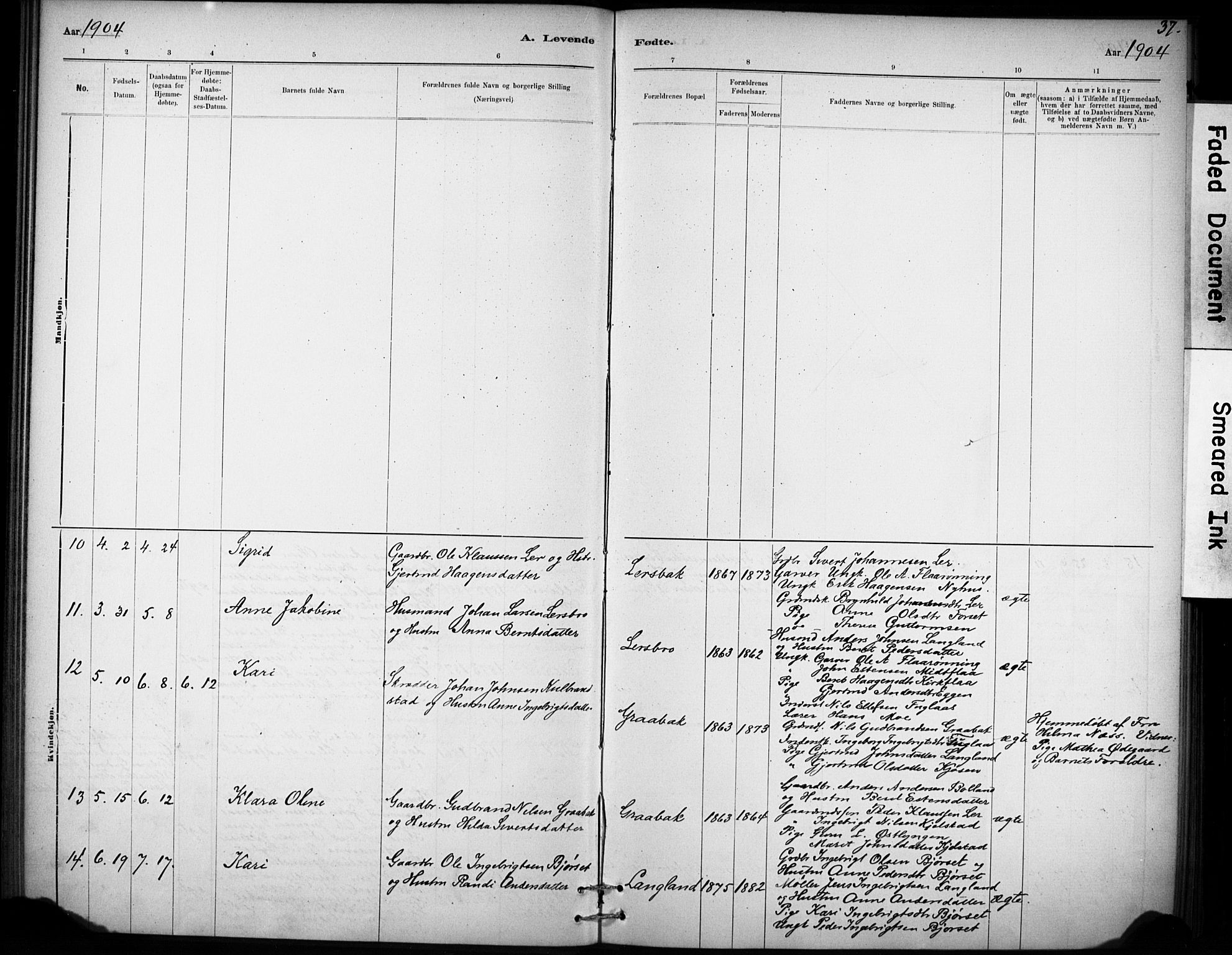 Ministerialprotokoller, klokkerbøker og fødselsregistre - Sør-Trøndelag, AV/SAT-A-1456/693/L1119: Parish register (official) no. 693A01, 1887-1905, p. 37