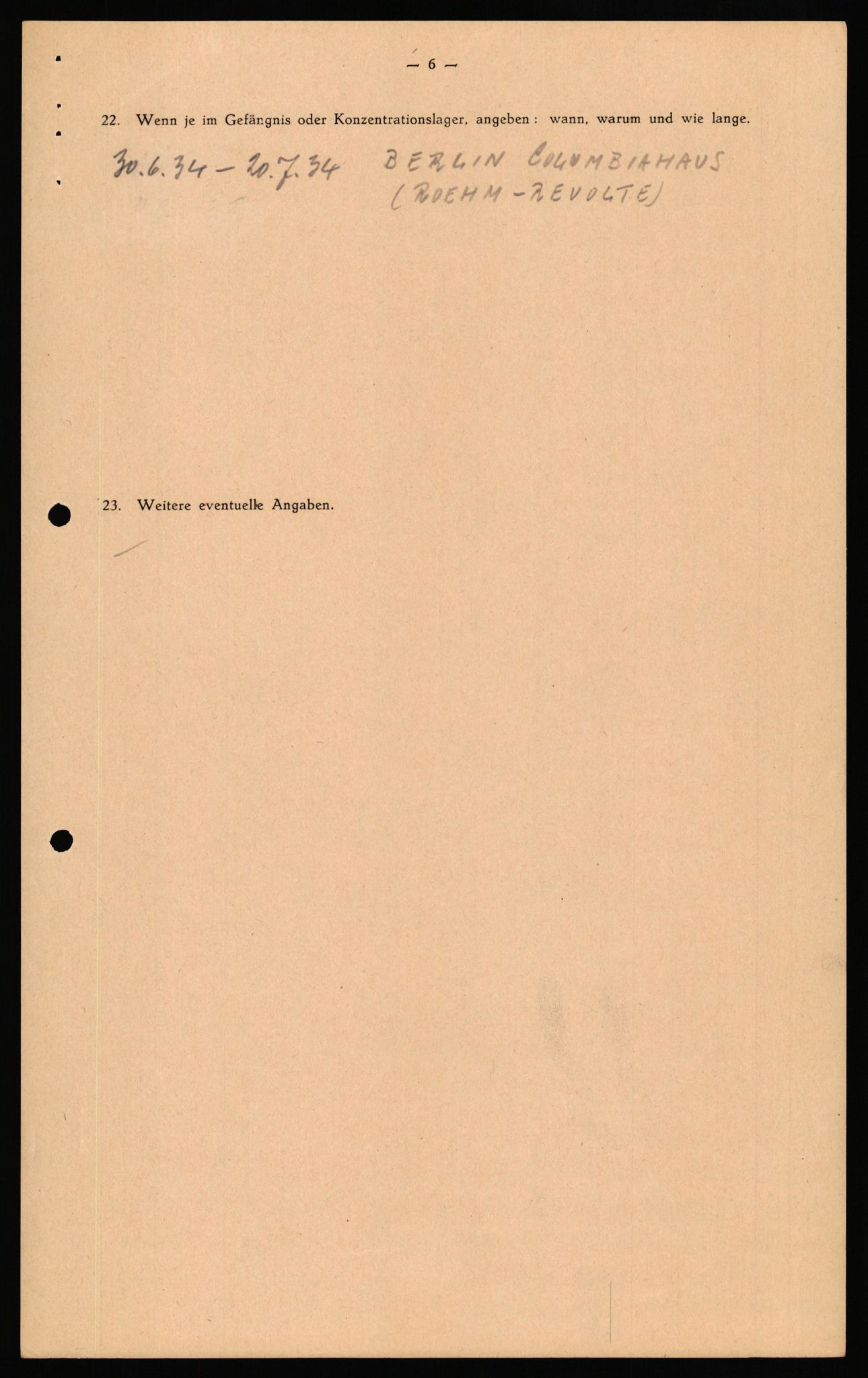 Forsvaret, Forsvarets overkommando II, AV/RA-RAFA-3915/D/Db/L0034: CI Questionaires. Tyske okkupasjonsstyrker i Norge. Tyskere., 1945-1946, p. 7