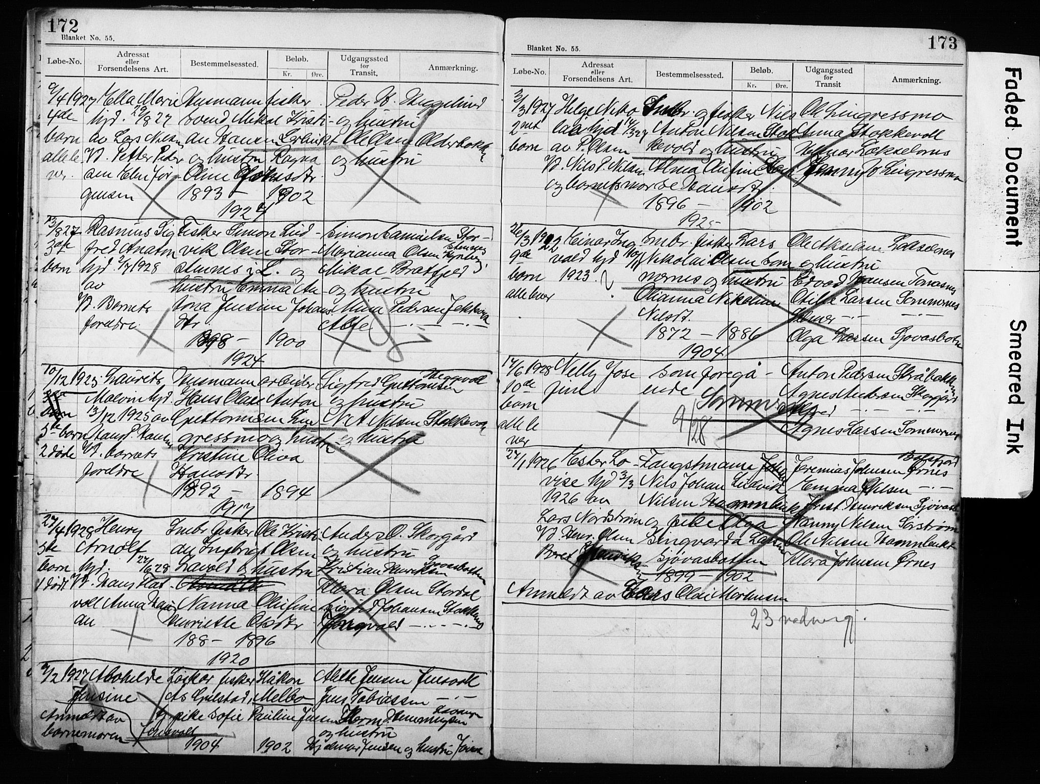 Lyngen sokneprestembete, AV/SATØ-S-1289/H/Ha/L0052/0002: Baptism register no. 52.2, 1915-1928, p. 172-173