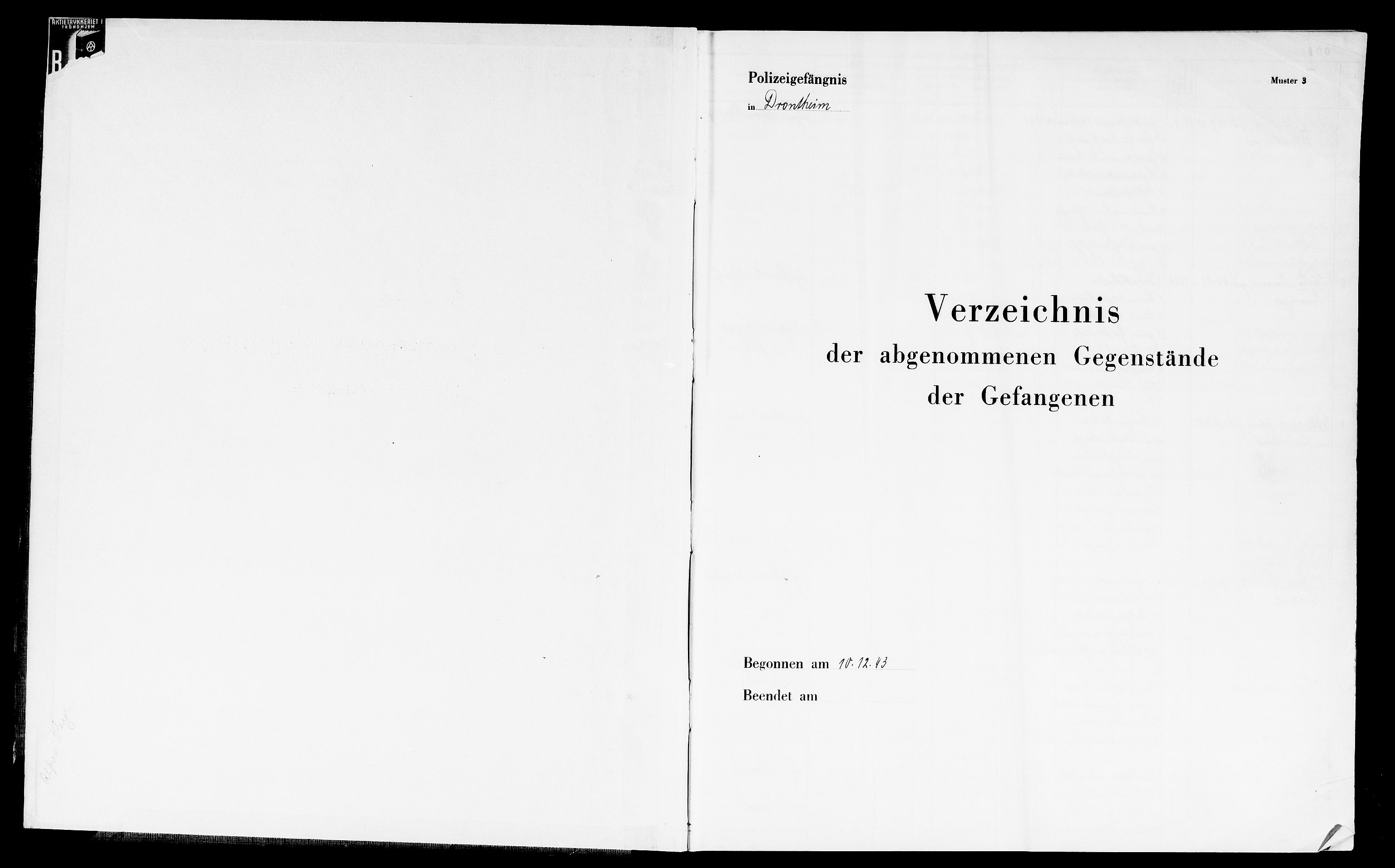 Befehlshaber der Sicherheitspolizei und des SD, AV/RA-RAFA-5969/F/Fc/L0016: Vollan fengsel - Buch für abgenommene Sachen, 1943-1945