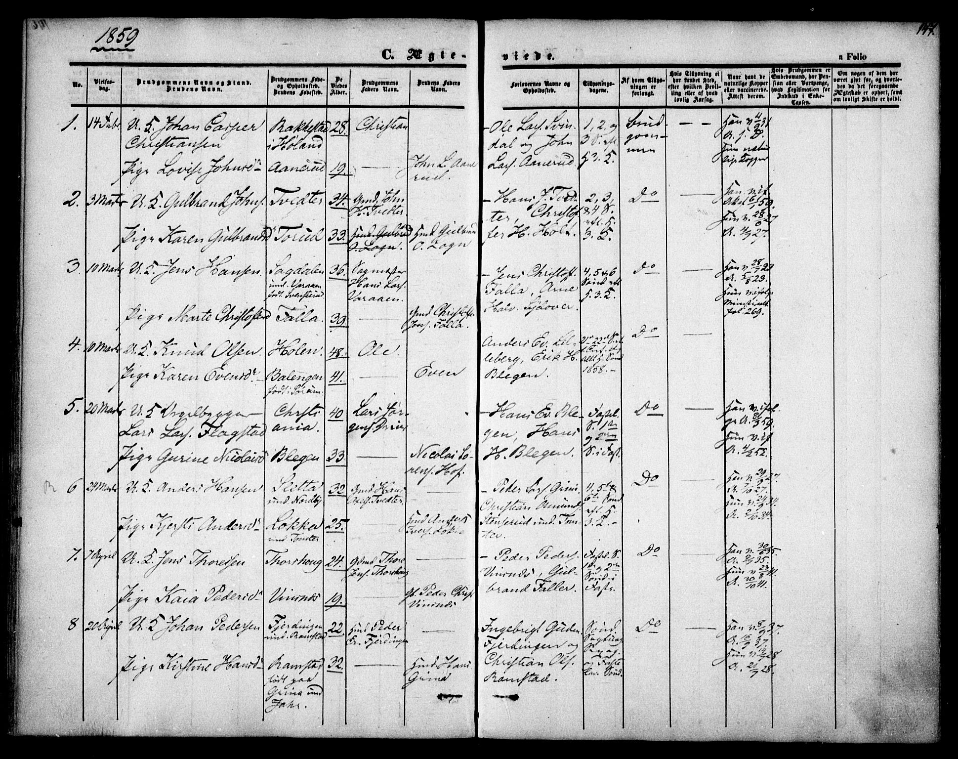 Fet prestekontor Kirkebøker, AV/SAO-A-10370a/F/Fa/L0010: Parish register (official) no. I 10, 1847-1859, p. 147