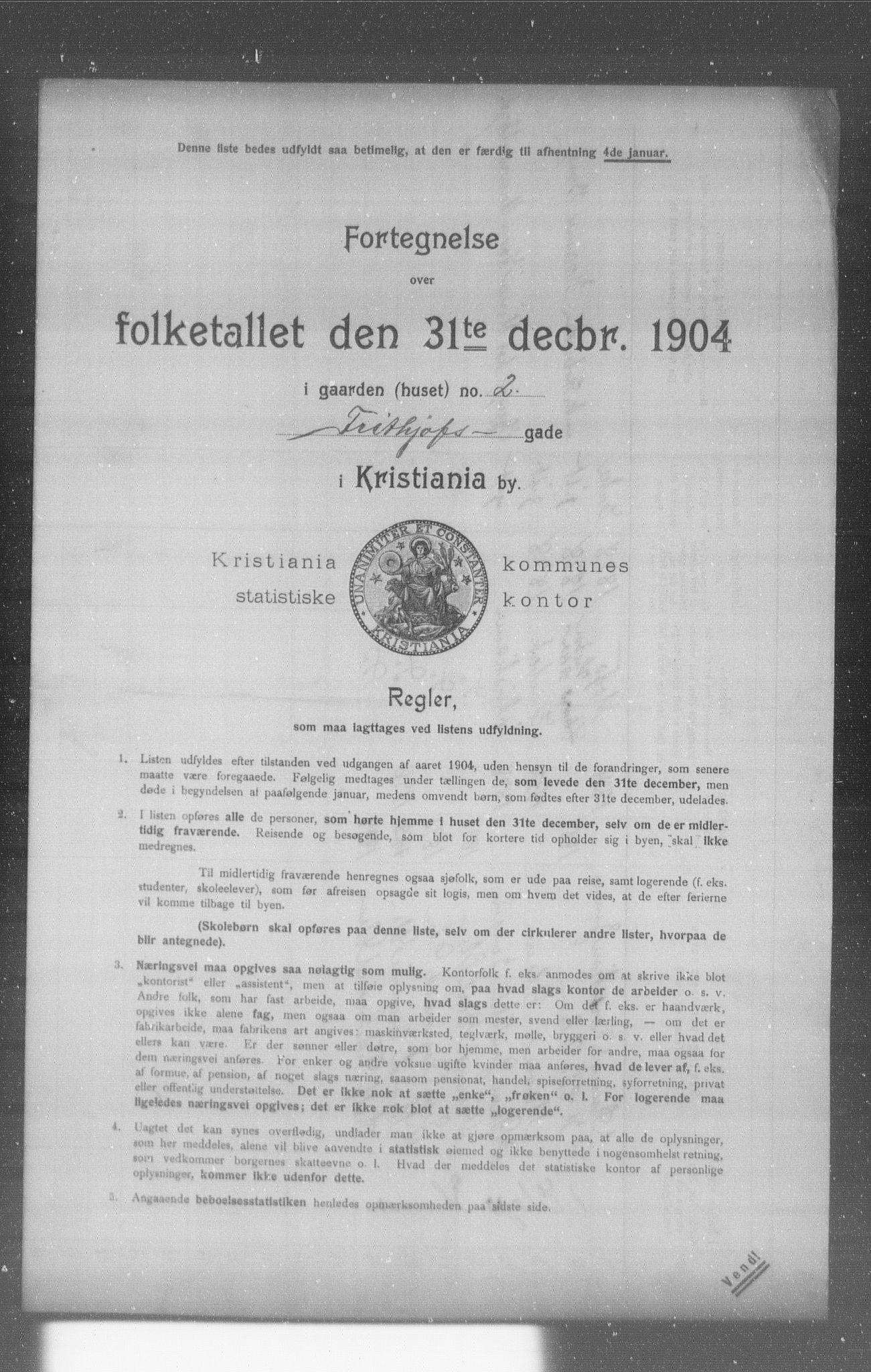 OBA, Municipal Census 1904 for Kristiania, 1904, p. 5433