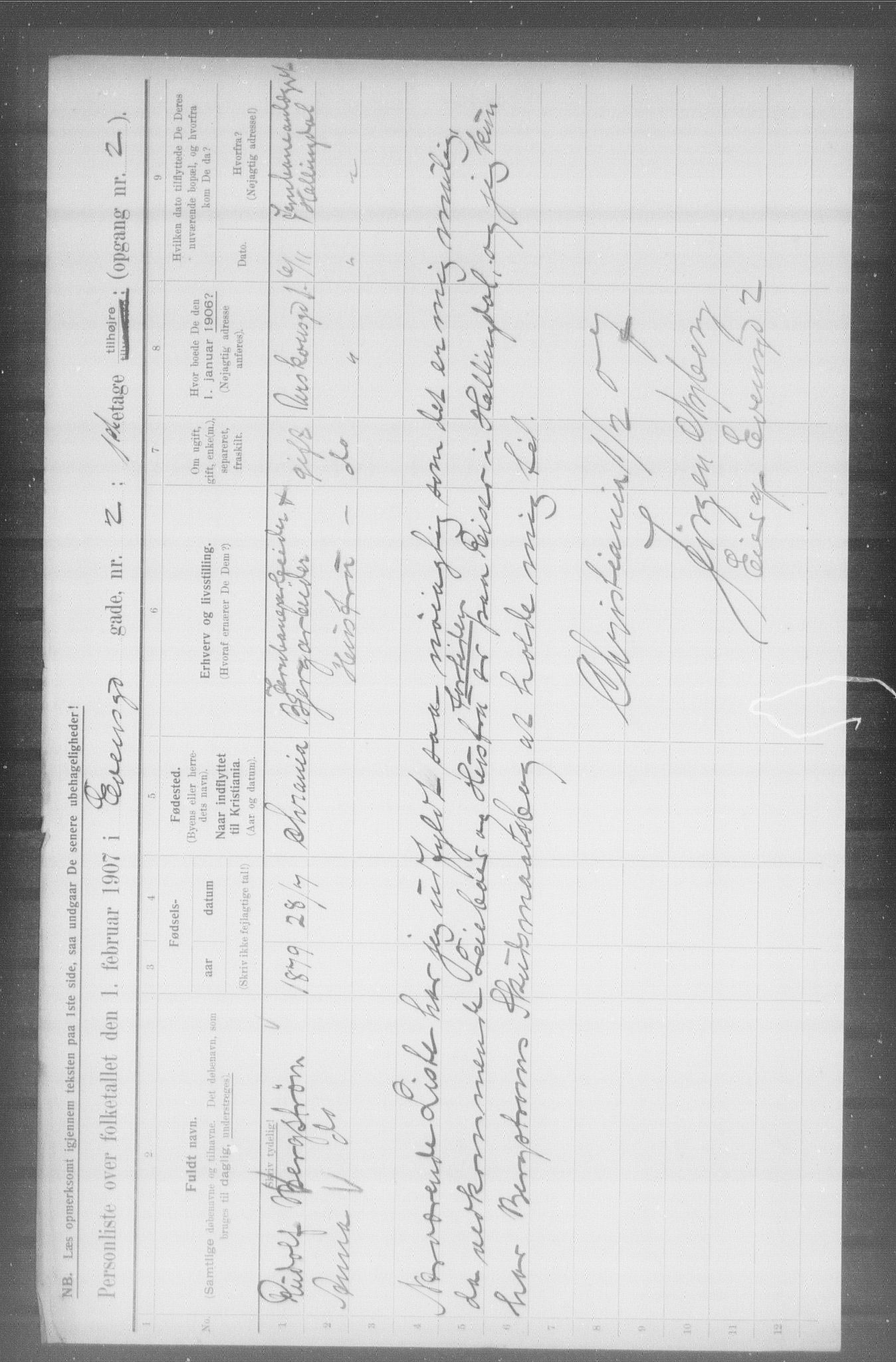 OBA, Municipal Census 1907 for Kristiania, 1907, p. 11561