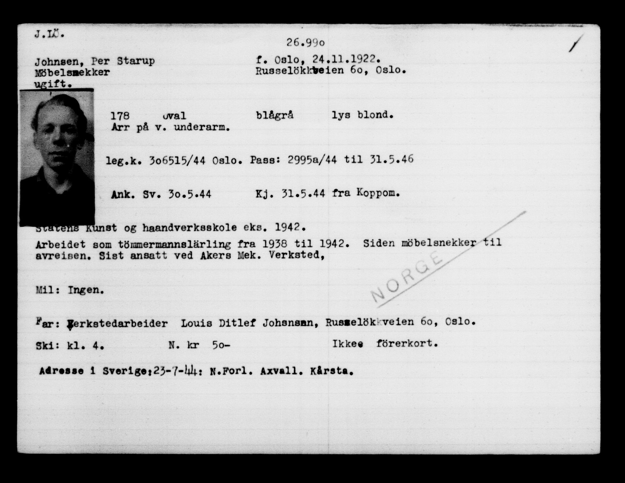 Den Kgl. Norske Legasjons Flyktningskontor, RA/S-6753/V/Va/L0011: Kjesäterkartoteket.  Flyktningenr. 25300-28349, 1940-1945, p. 1776