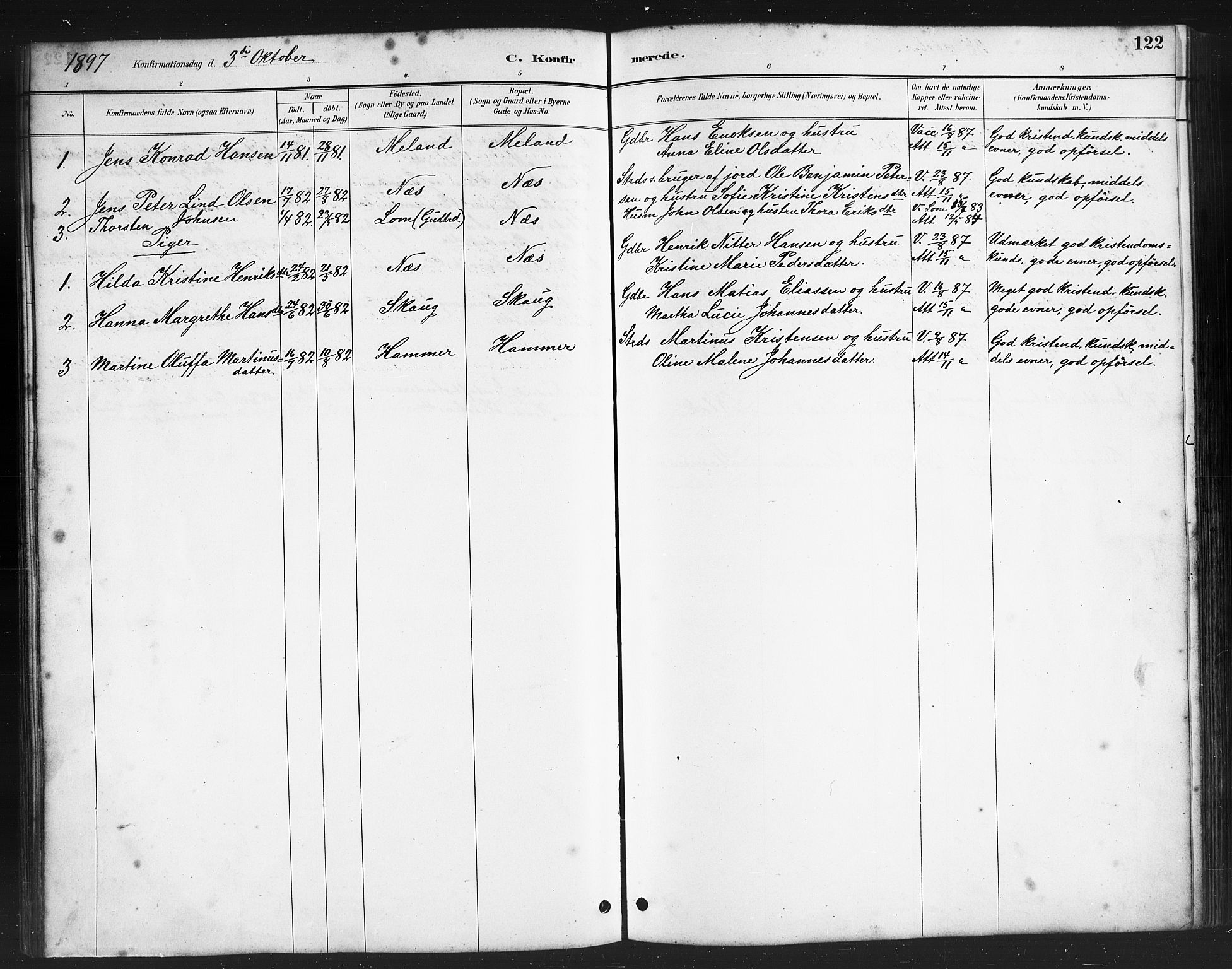 Ministerialprotokoller, klokkerbøker og fødselsregistre - Nordland, AV/SAT-A-1459/808/L0131: Parish register (copy) no. 808C02, 1879-1919, p. 122