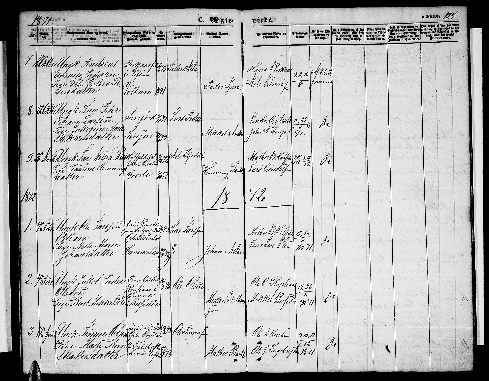 Ministerialprotokoller, klokkerbøker og fødselsregistre - Nordland, AV/SAT-A-1459/823/L0329: Parish register (copy) no. 823C01, 1865-1878, p. 124