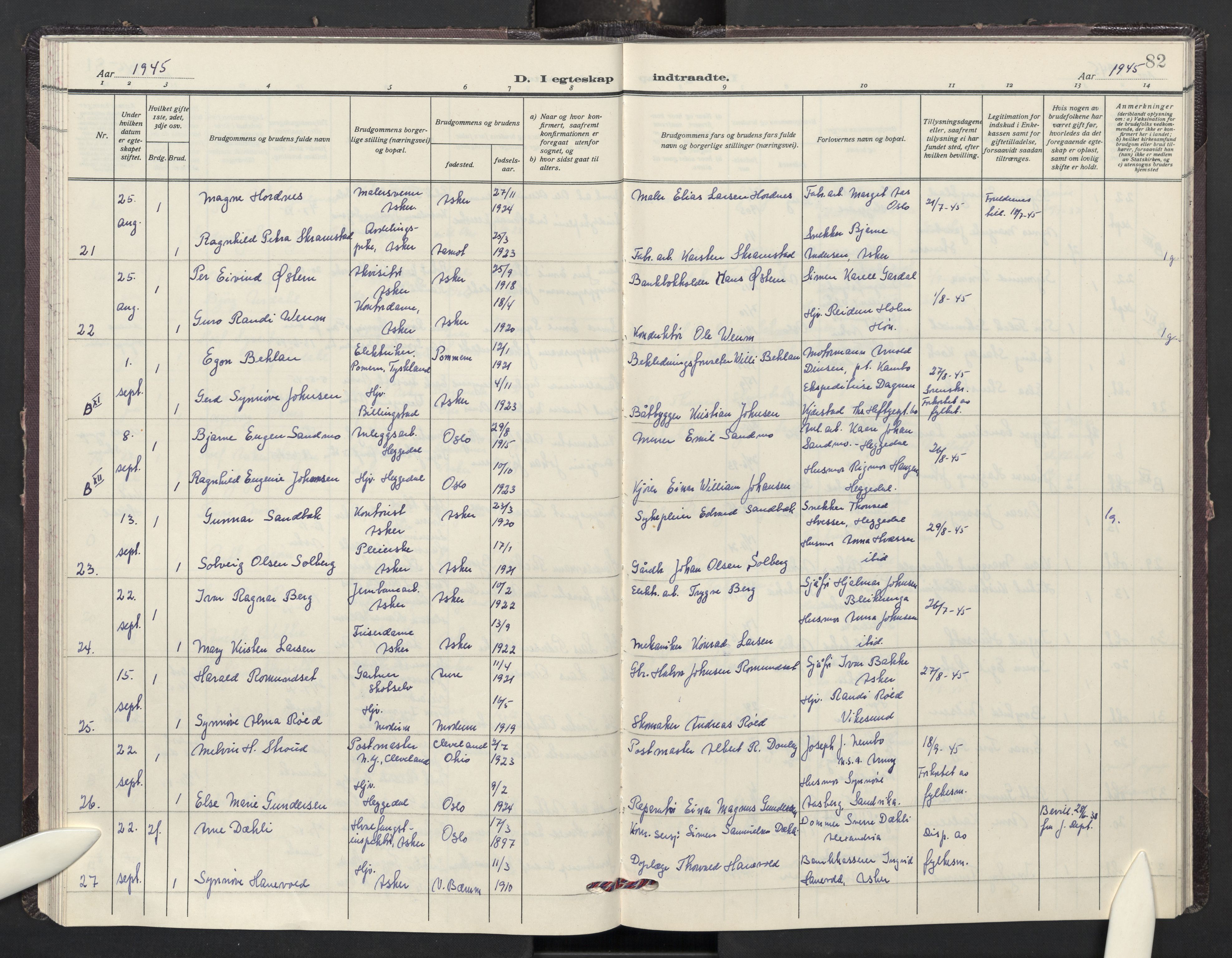 Asker prestekontor Kirkebøker, AV/SAO-A-10256a/F/Fa/L0024: Parish register (official) no. I 24, 1945-1952, p. 82
