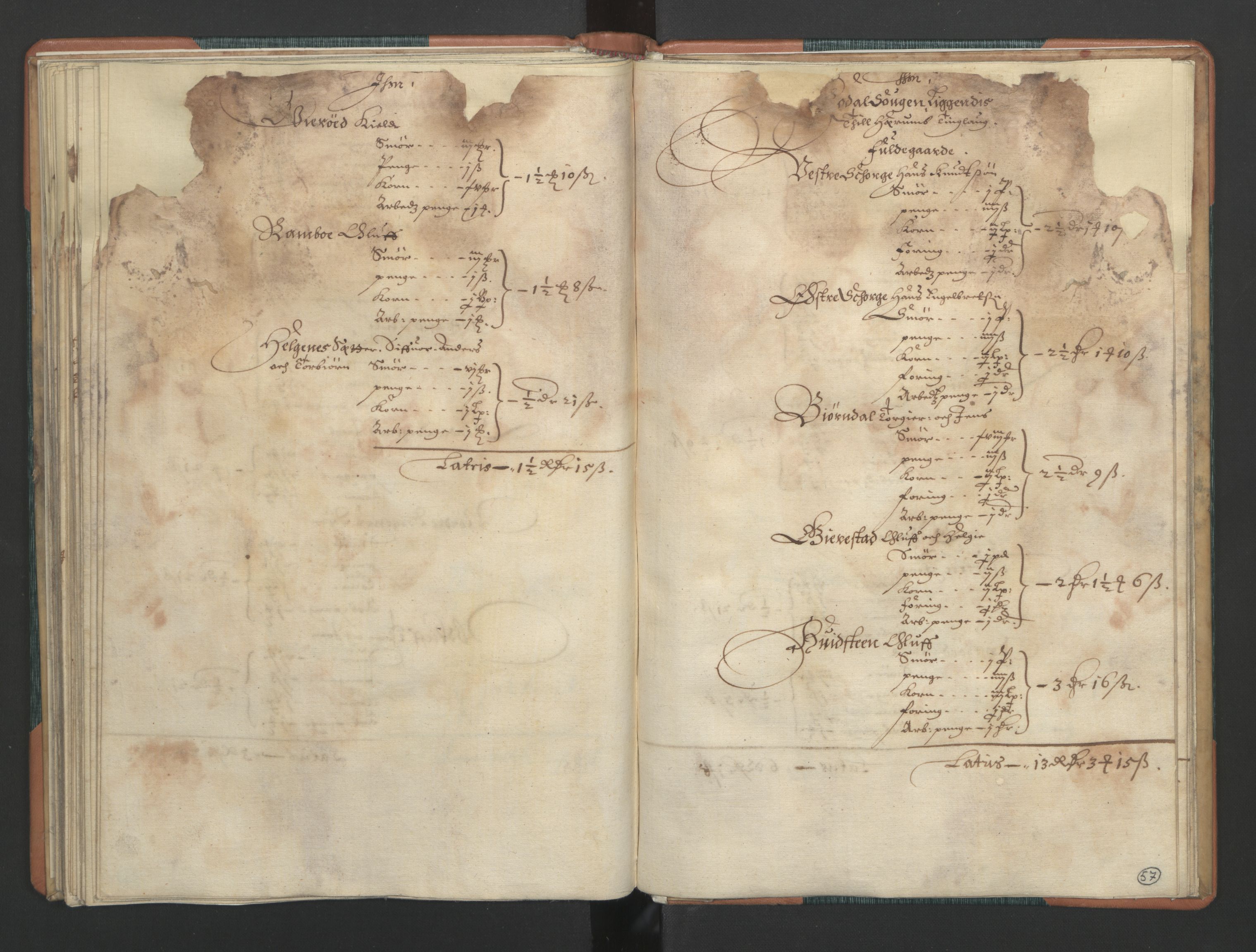 Rentekammeret inntil 1814, Realistisk ordnet avdeling, AV/RA-EA-4070/L/L0015/0002: Tønsberg lagdømme. Brunla len: / Brunla len. Kronens jordebok, 1661, p. 56b-57a