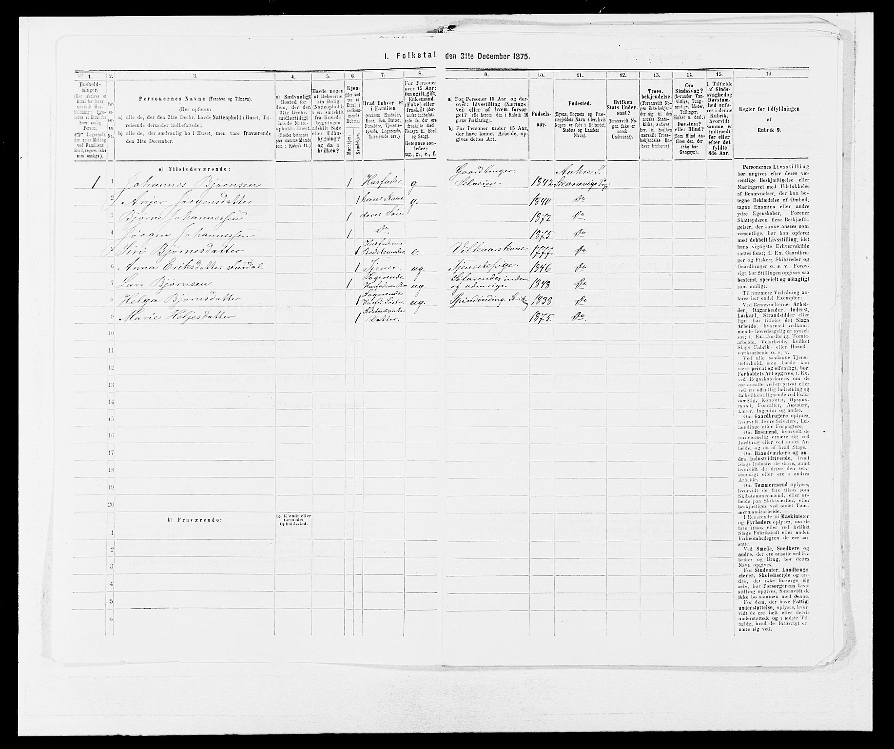 SAB, 1875 census for 1212P Skånevik, 1875, p. 453