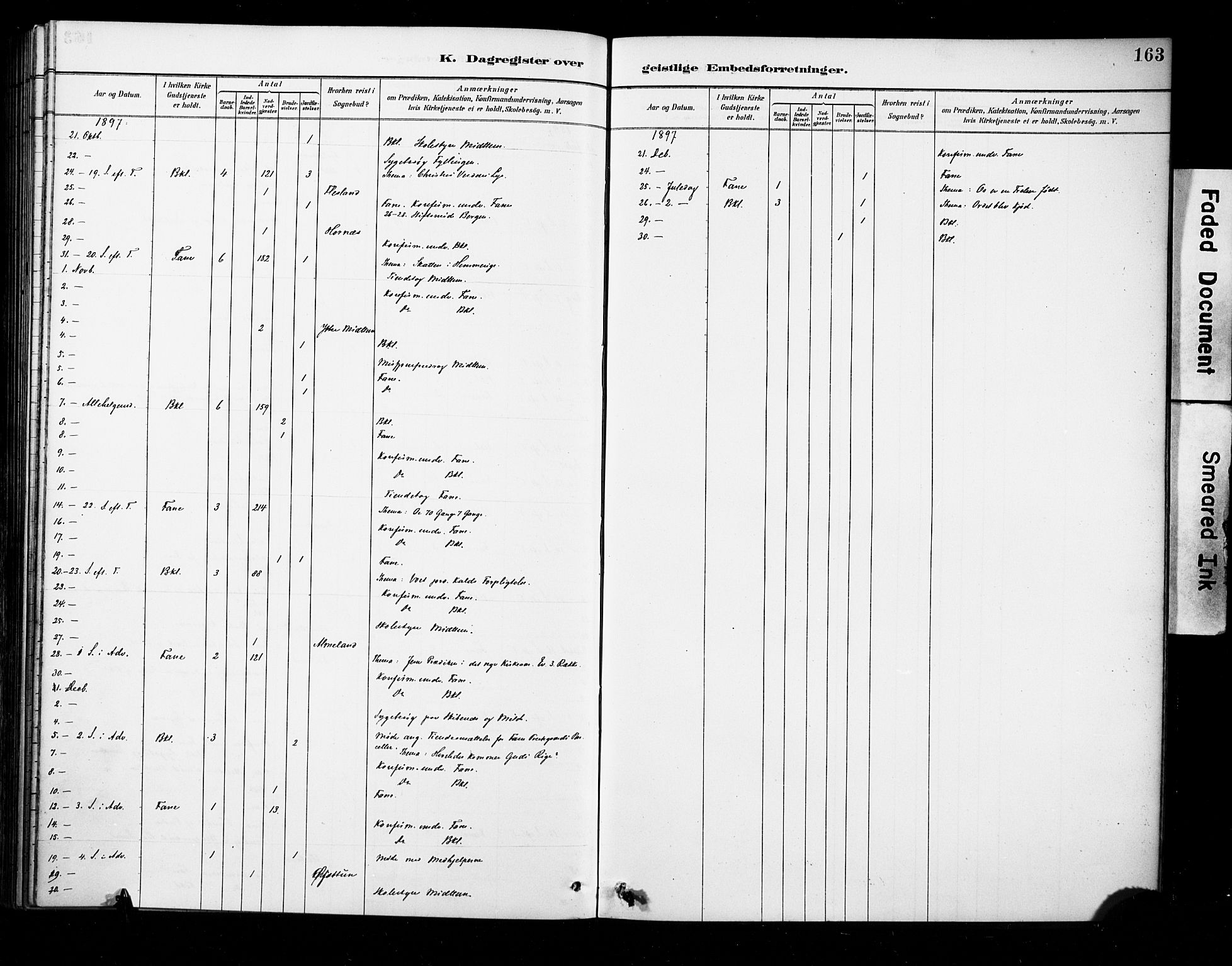 Fana Sokneprestembete, AV/SAB-A-75101/H/Haa/Haab/L0002: Parish register (official) no. B 2, 1890-1897, p. 163