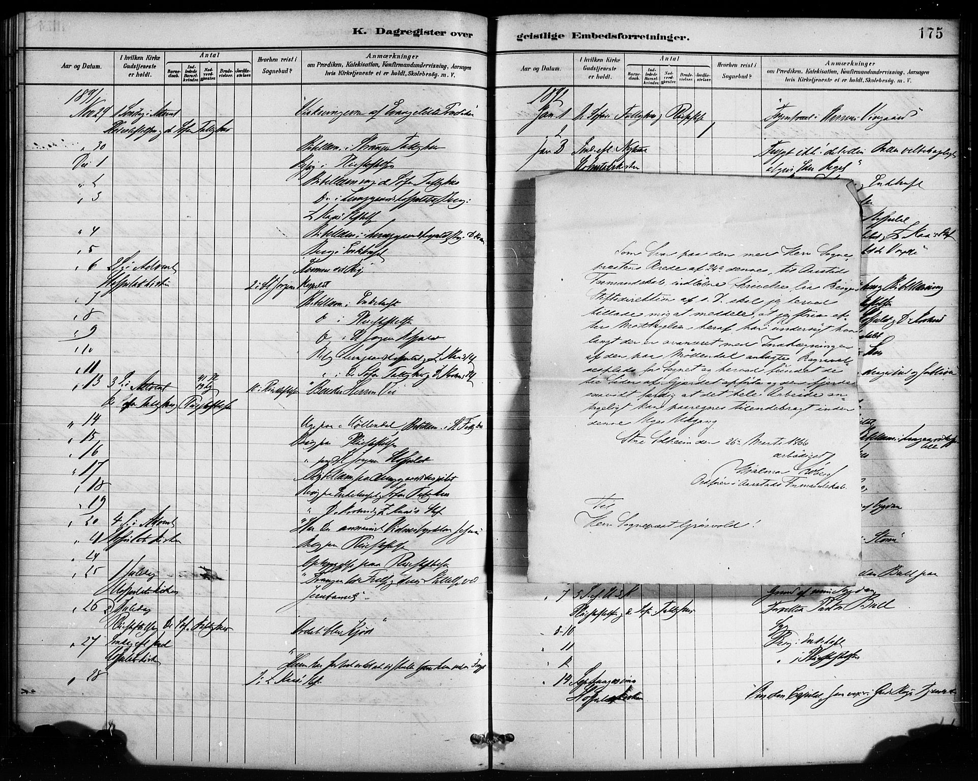 St. Jørgens hospital og Årstad sokneprestembete, AV/SAB-A-99934: Parish register (official) no. A 13, 1886-1906, p. 175