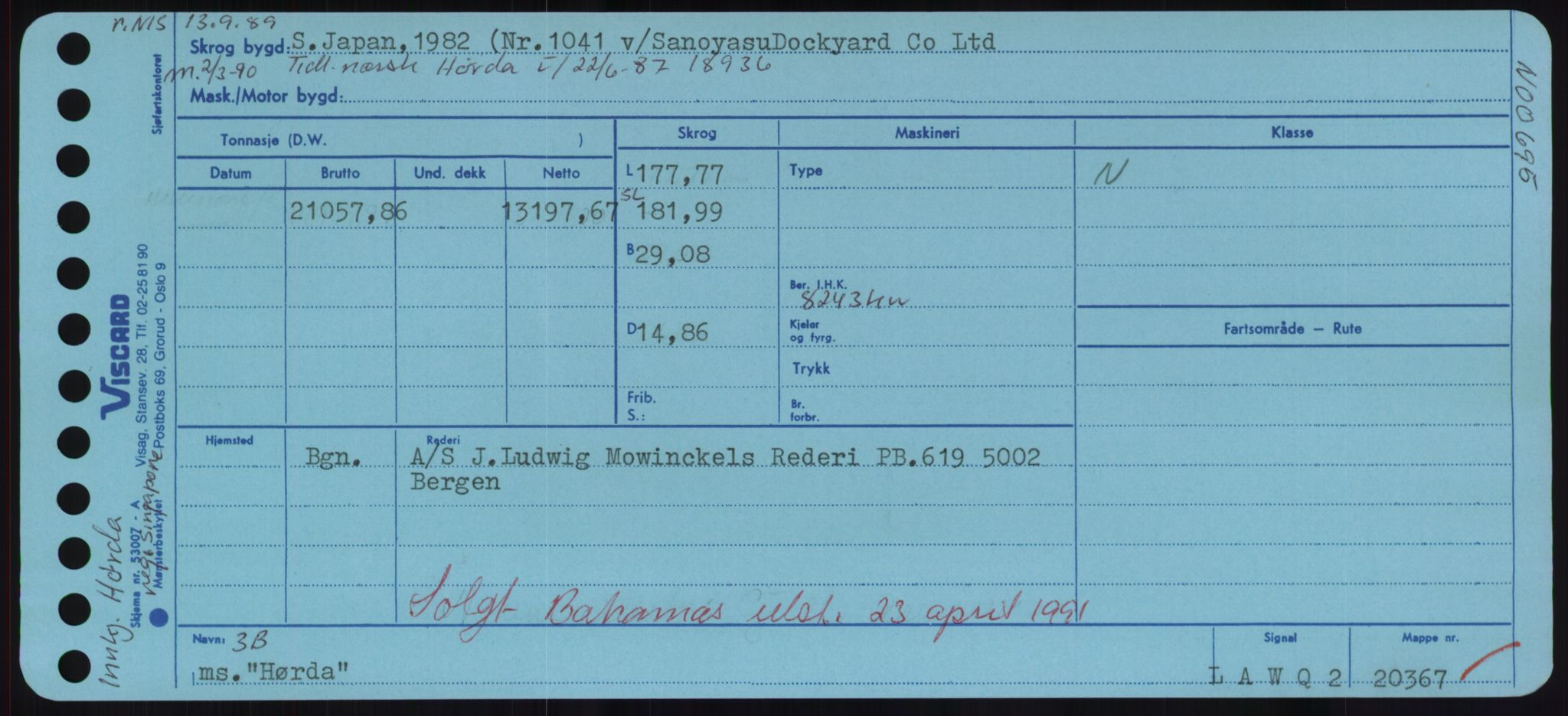 Sjøfartsdirektoratet med forløpere, Skipsmålingen, RA/S-1627/H/Hd/L0017: Fartøy, Holi-Hå, p. 507