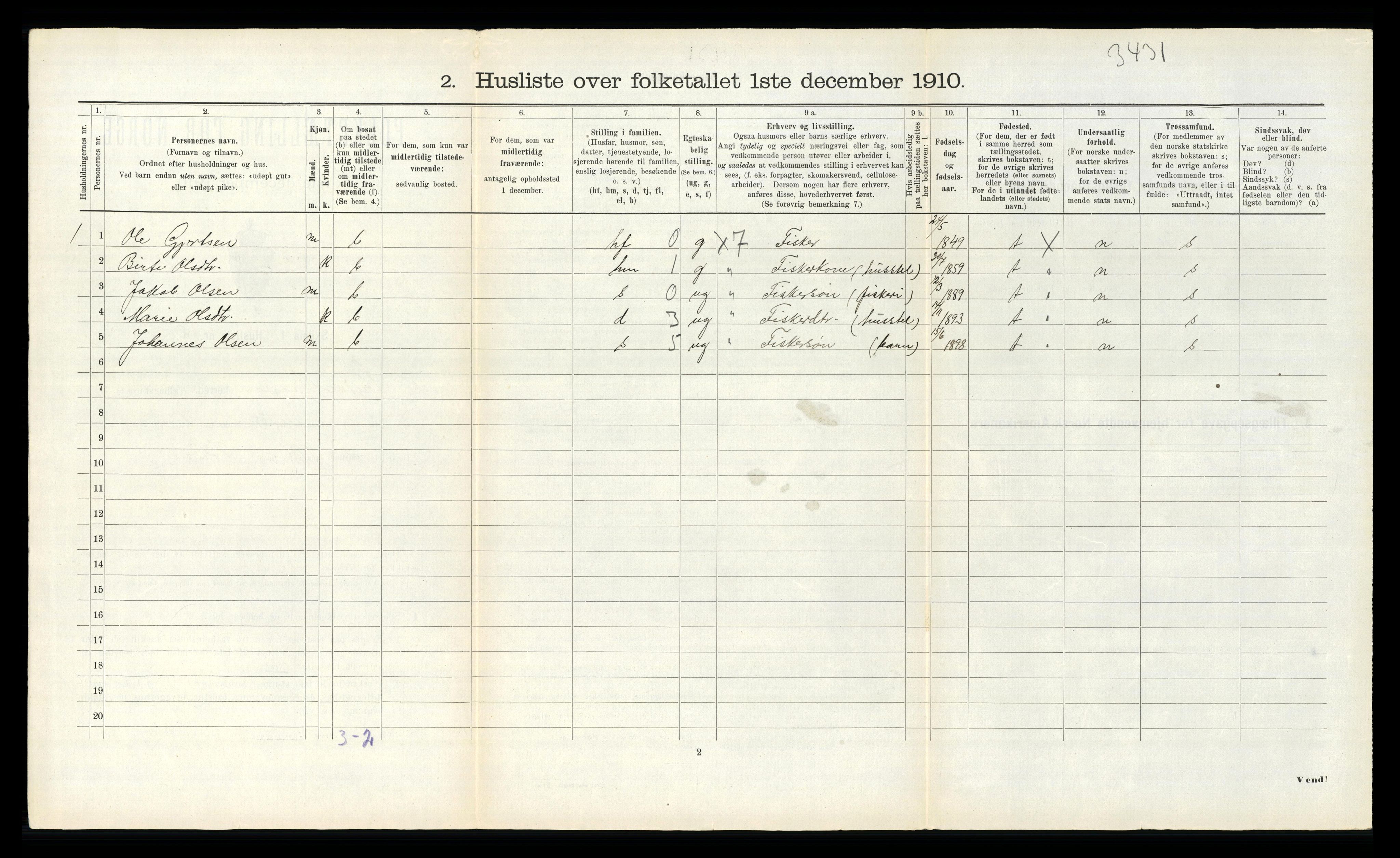 RA, 1910 census for Sør-Vågsøy, 1910, p. 391