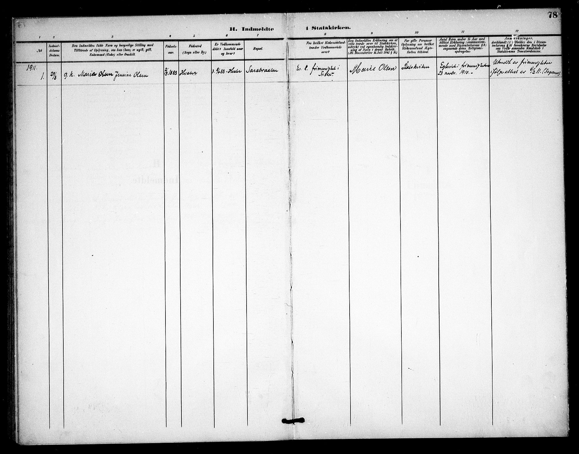 Skjeberg prestekontor Kirkebøker, AV/SAO-A-10923/F/Fc/L0002: Parish register (official) no. III 2, 1898-1915, p. 78