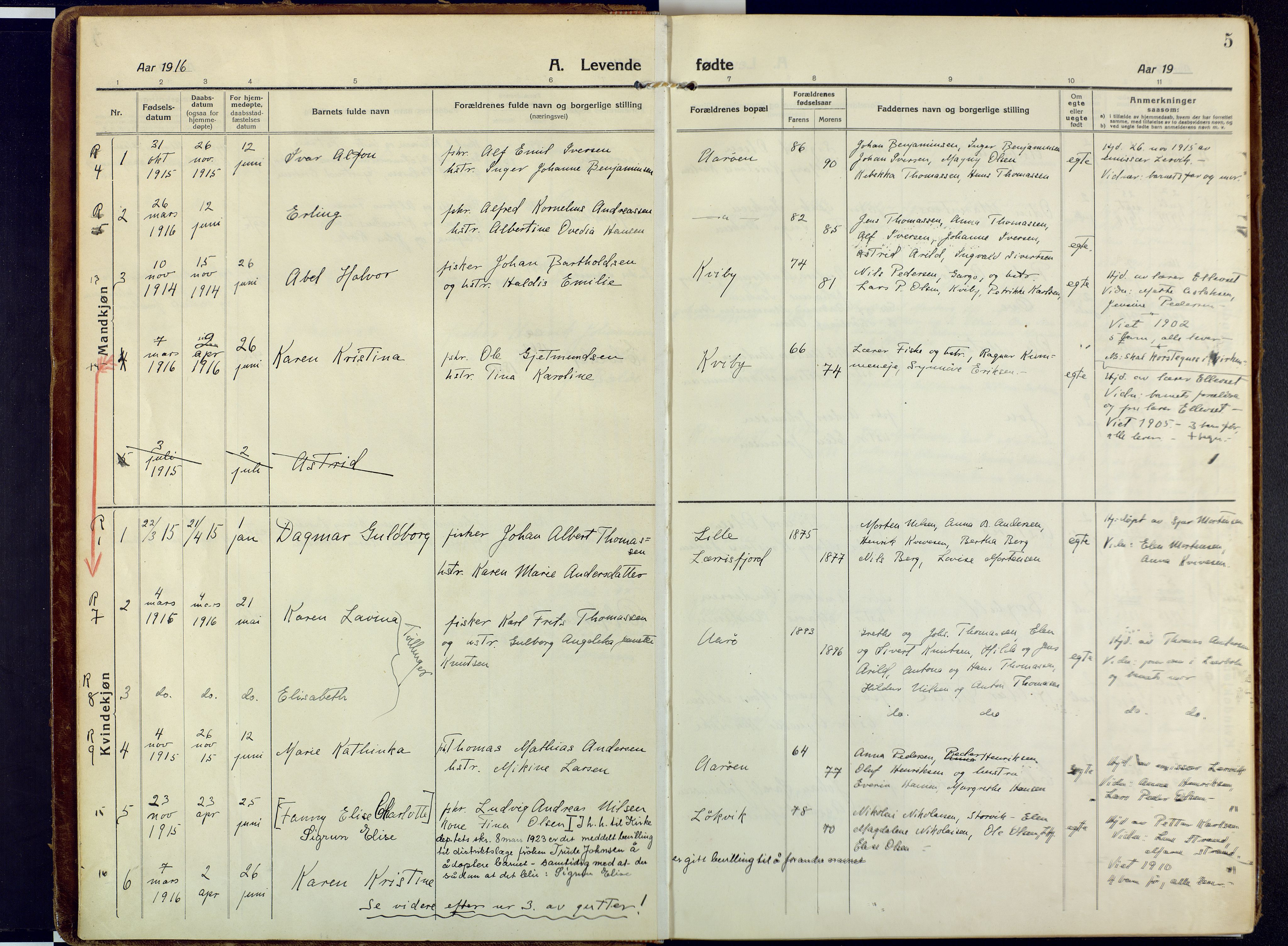 Talvik sokneprestkontor, SATØ/S-1337/H/Ha/L0018kirke: Parish register (official) no. 18, 1915-1924, p. 5
