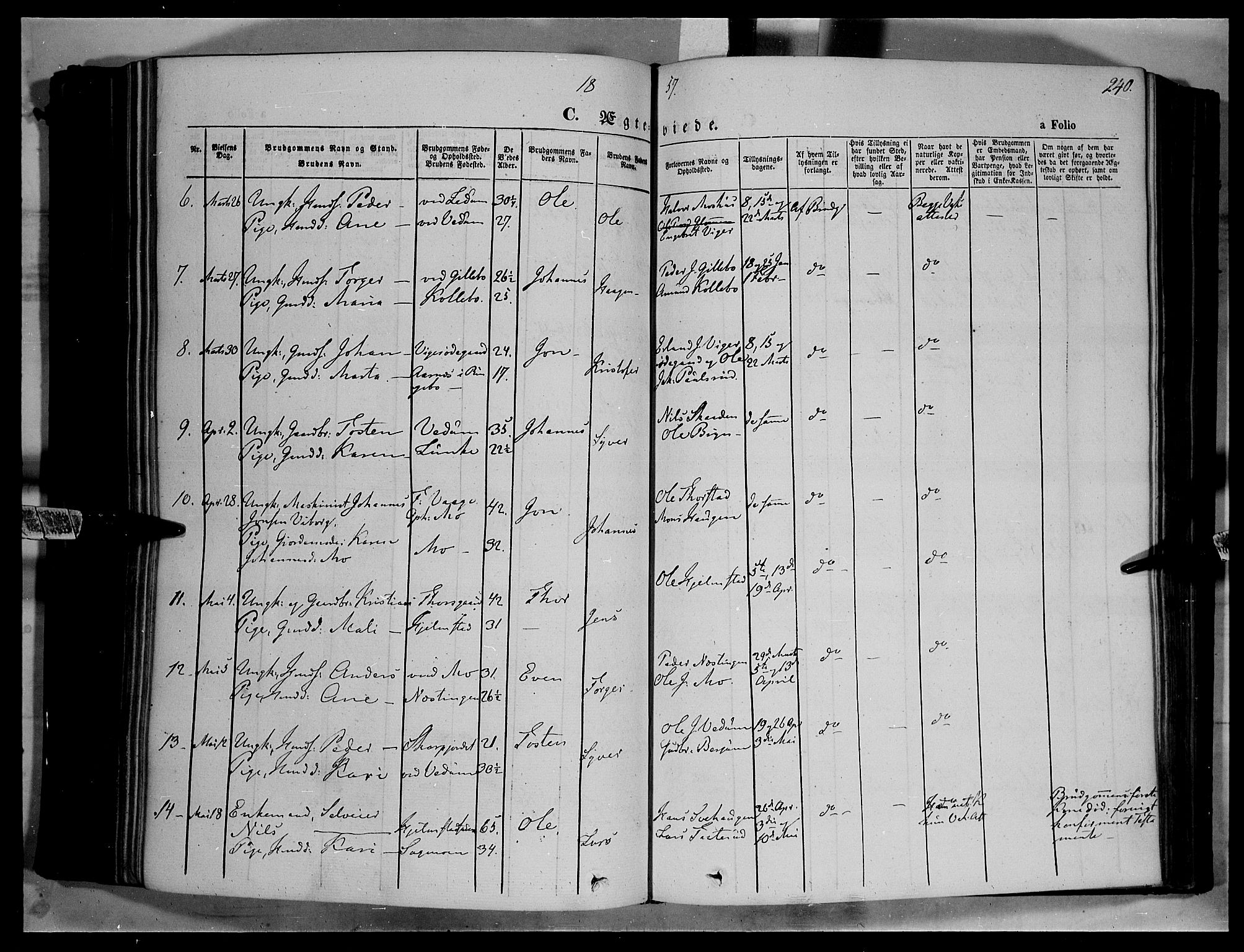 Øyer prestekontor, SAH/PREST-084/H/Ha/Haa/L0005: Parish register (official) no. 5, 1842-1857, p. 240