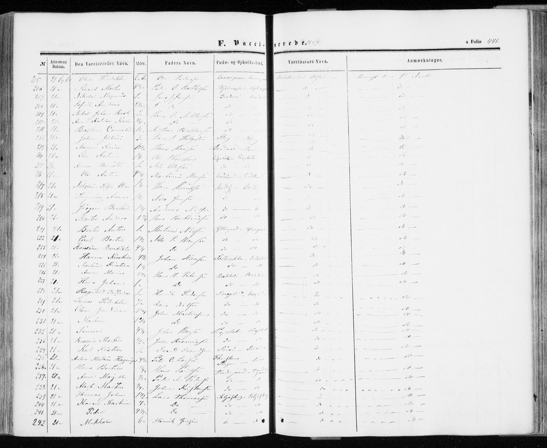 Ibestad sokneprestembete, AV/SATØ-S-0077/H/Ha/Haa/L0009kirke: Parish register (official) no. 9, 1859-1868, p. 441