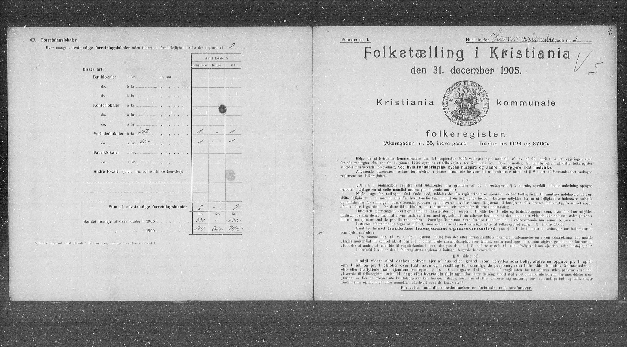 OBA, Municipal Census 1905 for Kristiania, 1905, p. 36353