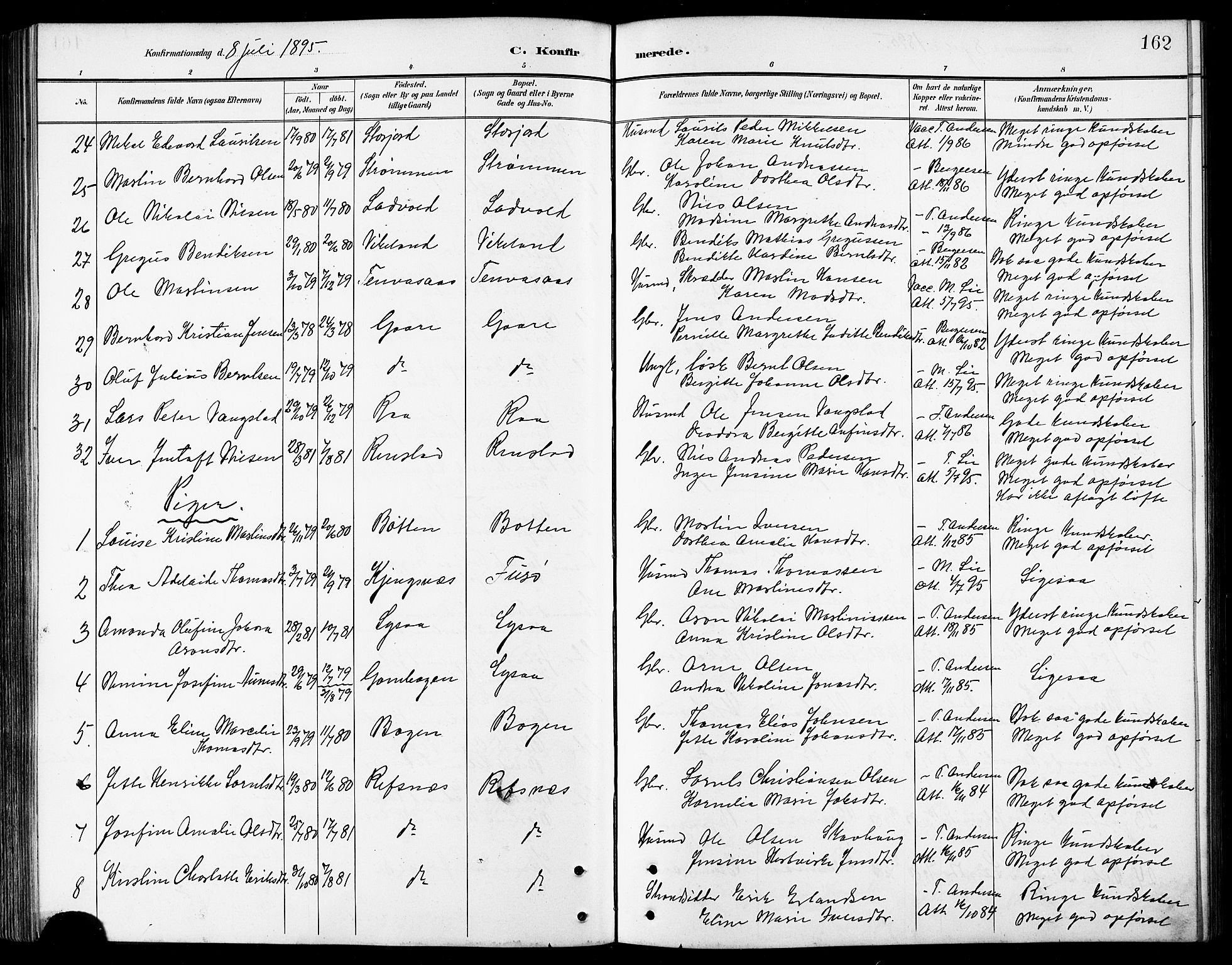 Kvæfjord sokneprestkontor, SATØ/S-1323/G/Ga/Gab/L0005klokker: Parish register (copy) no. 5, 1886-1911, p. 162