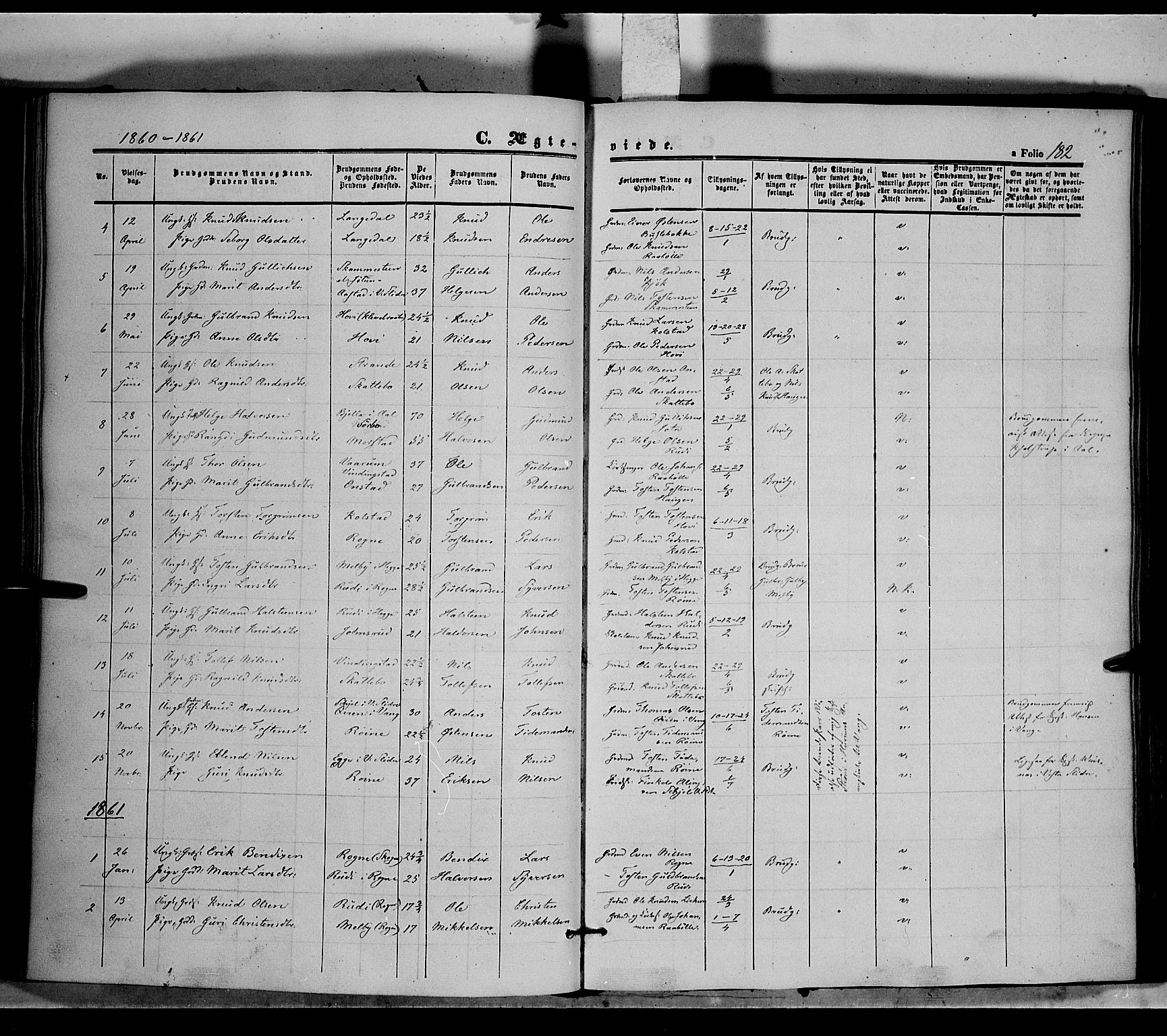 Øystre Slidre prestekontor, AV/SAH-PREST-138/H/Ha/Haa/L0001: Parish register (official) no. 1, 1849-1874, p. 182