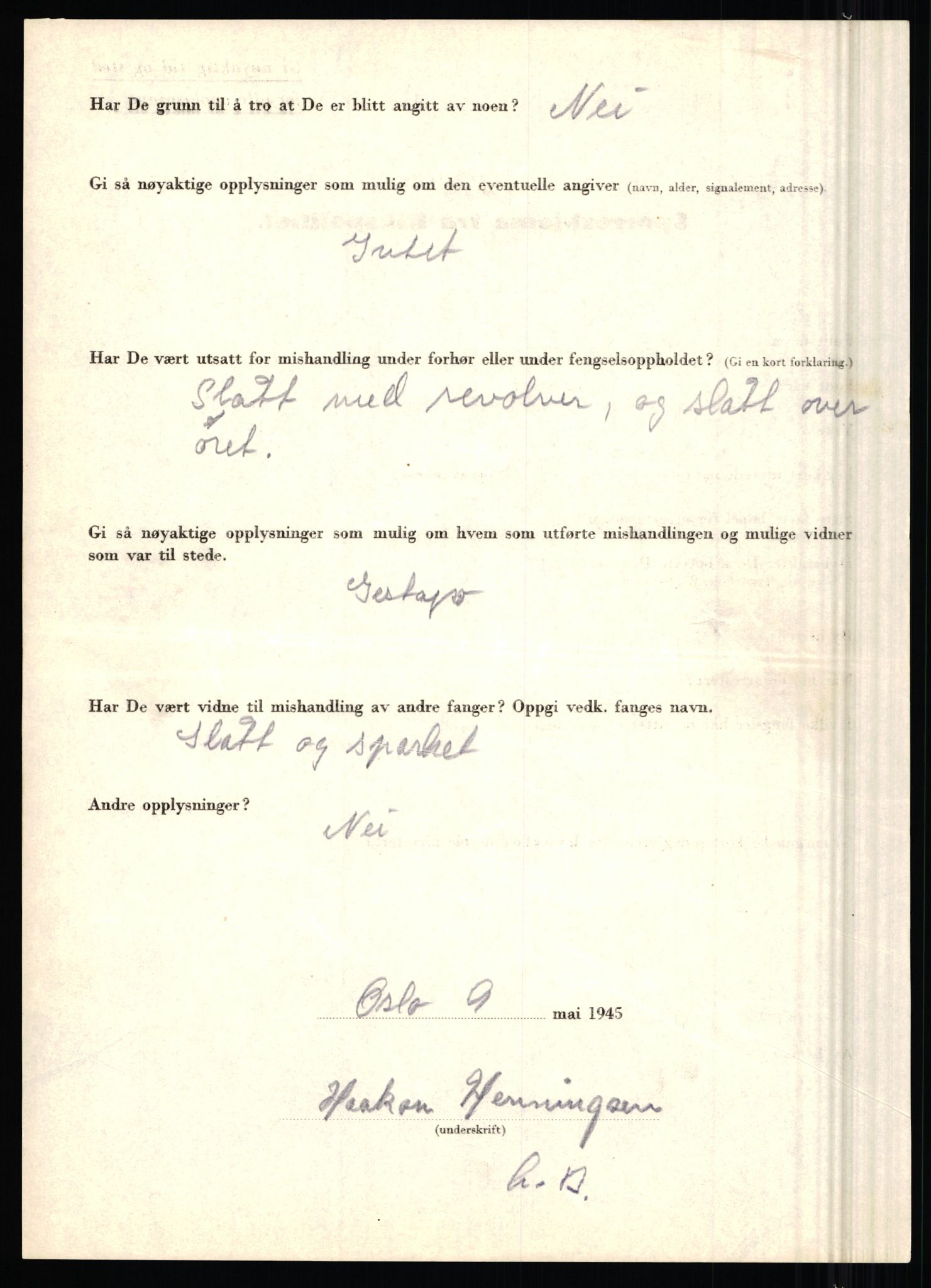 Rikspolitisjefen, AV/RA-S-1560/L/L0007: Heen, Erik C. - Iversen, Trygve, 1940-1945, p. 30