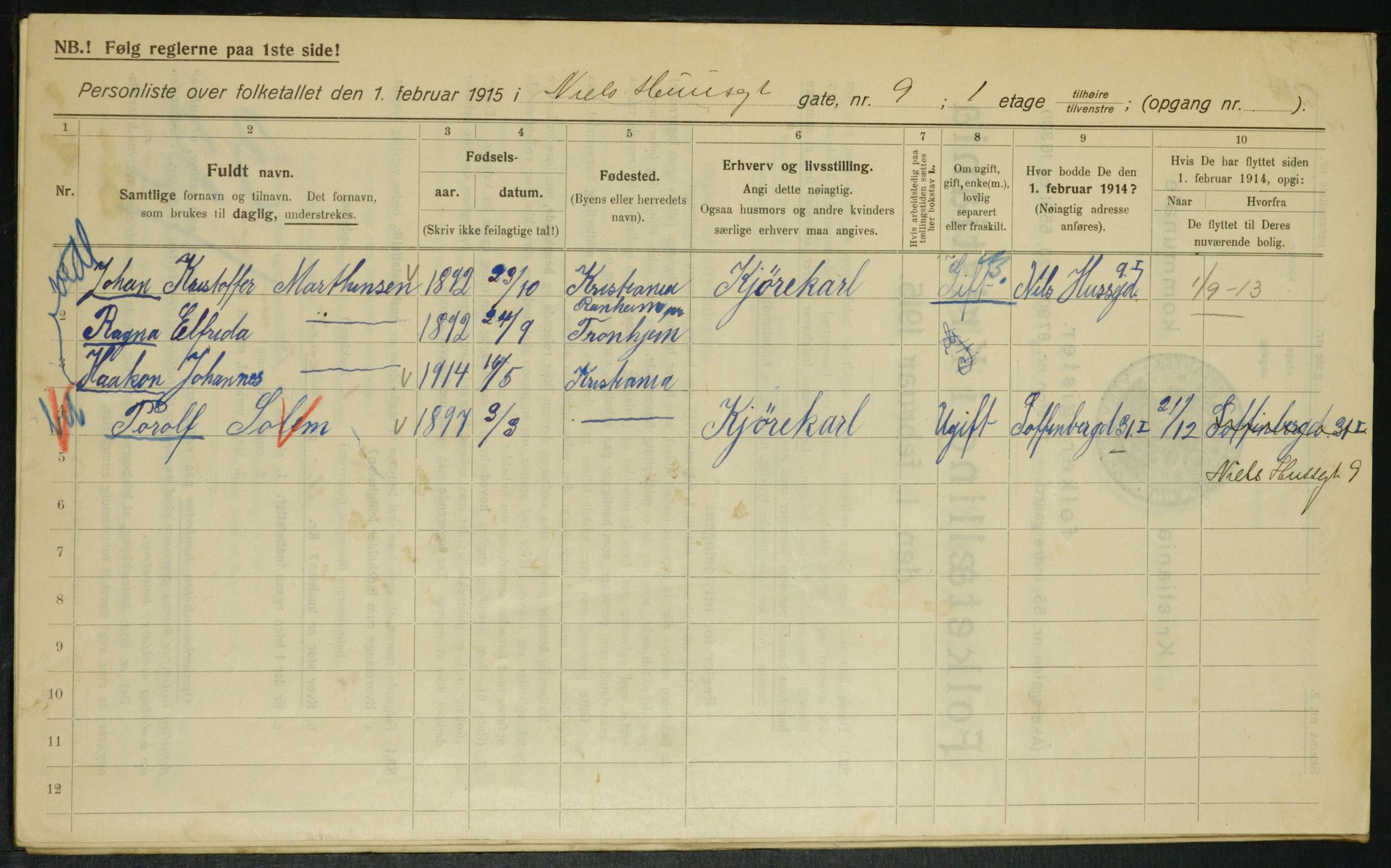 OBA, Municipal Census 1915 for Kristiania, 1915, p. 70382