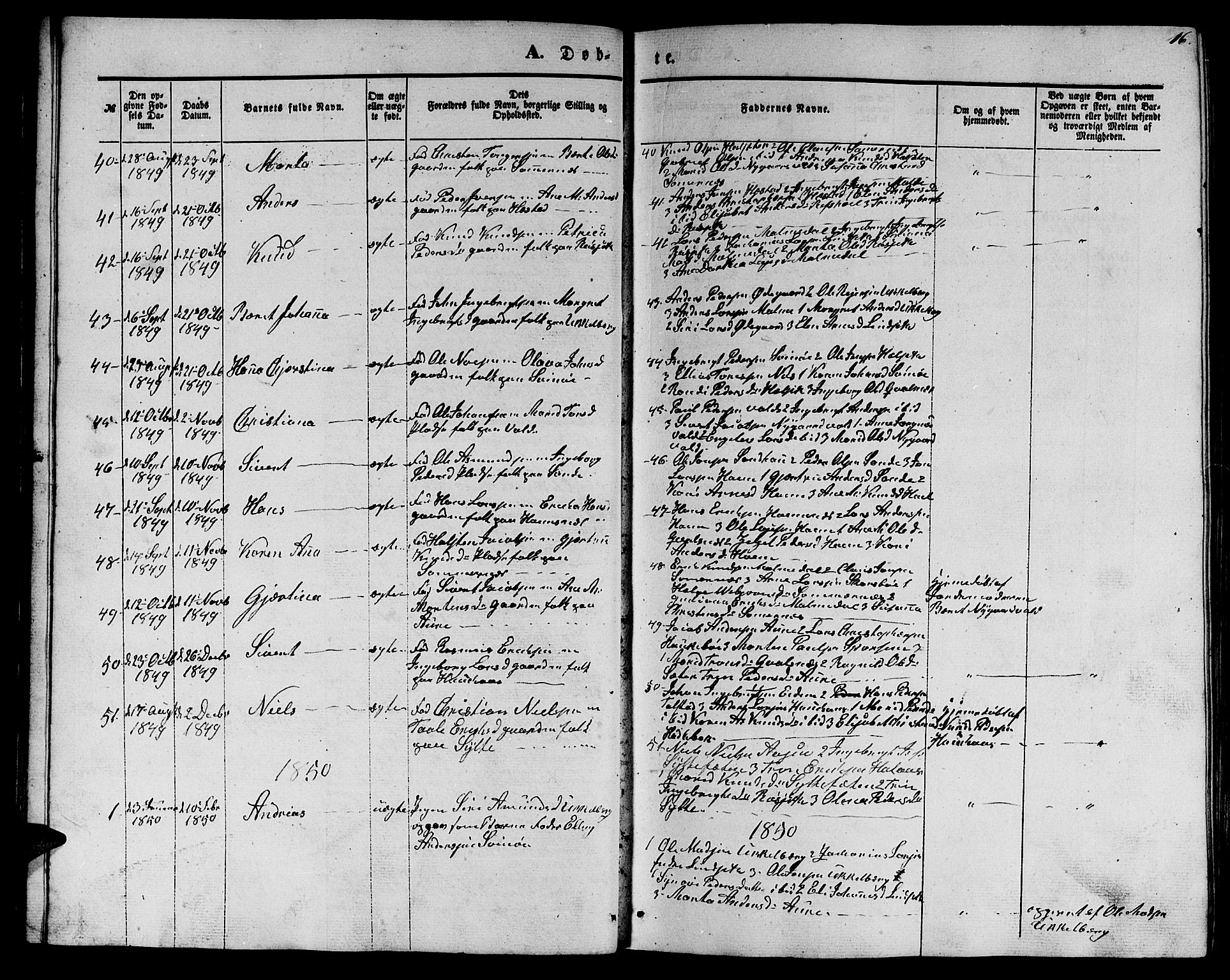 Ministerialprotokoller, klokkerbøker og fødselsregistre - Møre og Romsdal, SAT/A-1454/565/L0753: Parish register (copy) no. 565C02, 1845-1870, p. 16