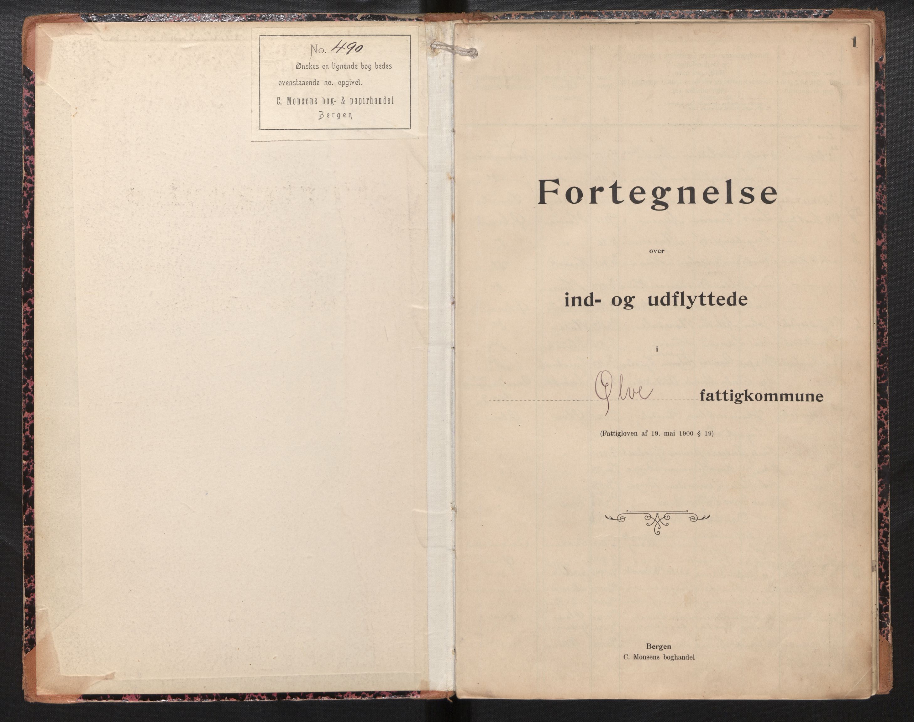 Lensmannen i Kvinnherad, AV/SAB-A-33301/1/0020/L0005: Protokoll over inn- og utflytte i Ølve fattigkommune, 1901-1943