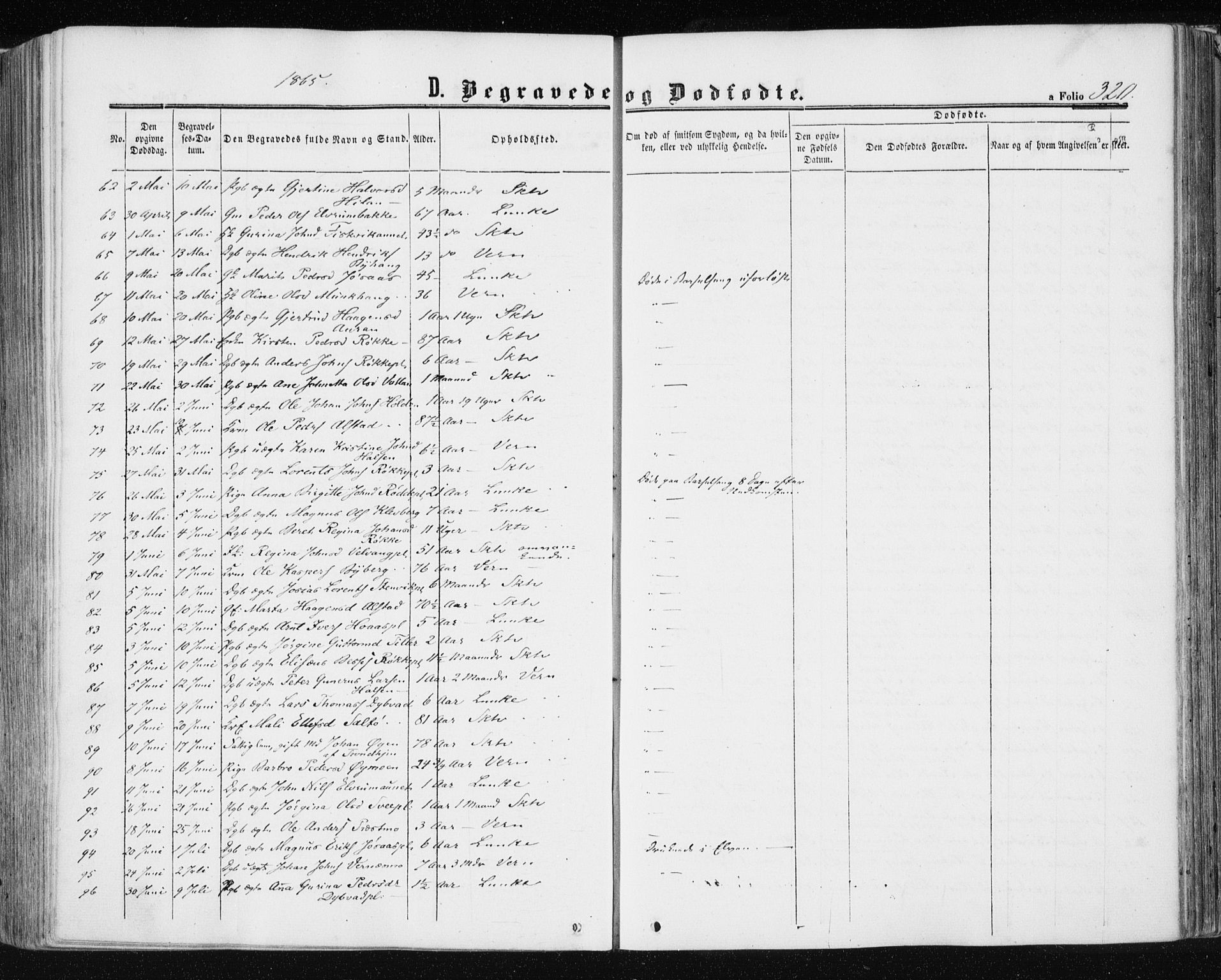 Ministerialprotokoller, klokkerbøker og fødselsregistre - Nord-Trøndelag, AV/SAT-A-1458/709/L0075: Parish register (official) no. 709A15, 1859-1870, p. 320