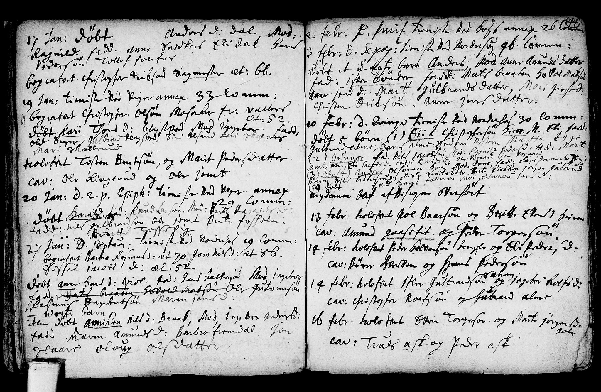 Norderhov kirkebøker, AV/SAKO-A-237/F/Fa/L0001: Parish register (official) no. 1, 1704-1716, p. 44