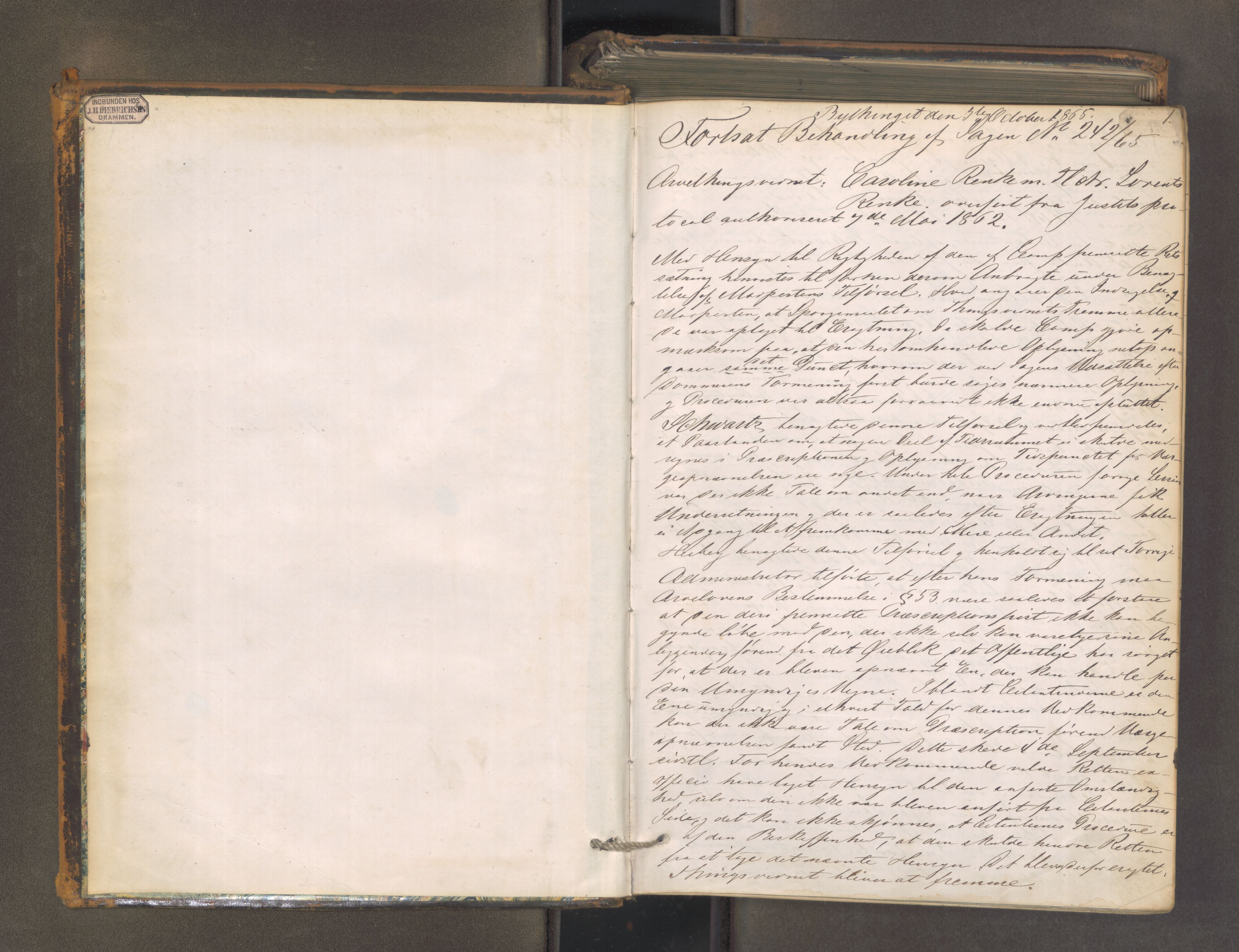 Drammen byfogd, AV/SAKO-A-222/F/Fa/L0075: Tingbok, 1865-1868, p. 1a