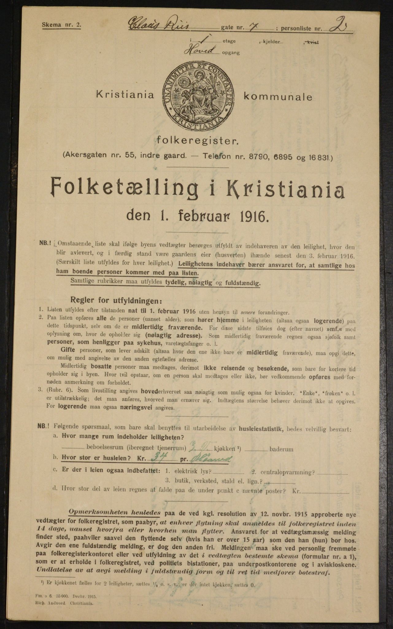 OBA, Municipal Census 1916 for Kristiania, 1916, p. 12827