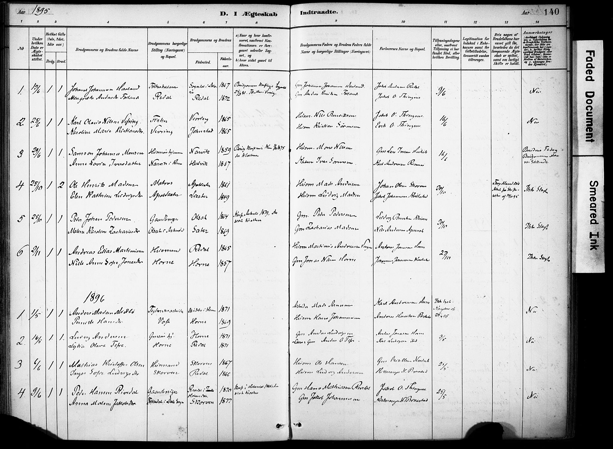 Førde sokneprestembete, SAB/A-79901/H/Haa/Haae/L0001: Parish register (official) no. E 1, 1881-1911, p. 140