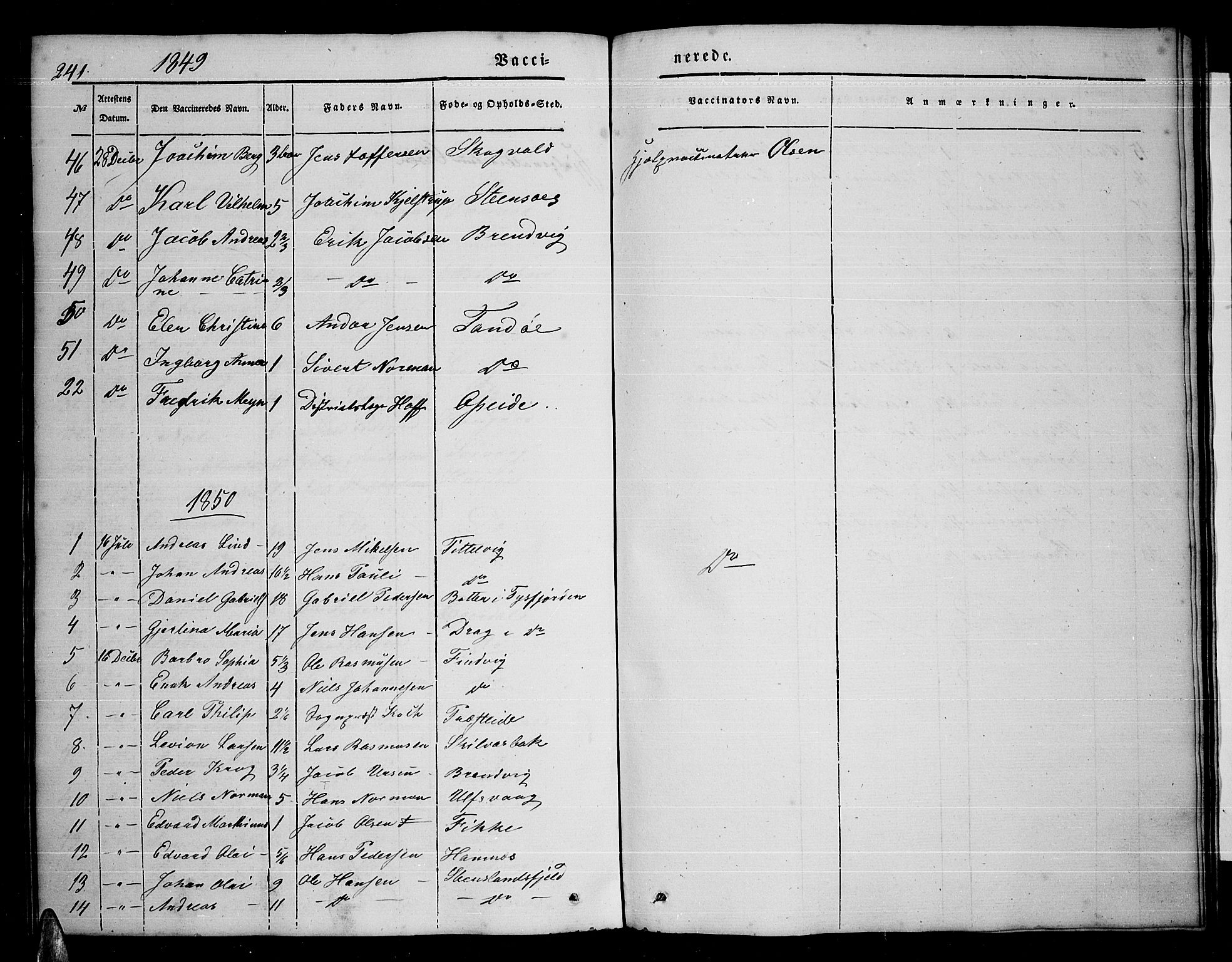 Ministerialprotokoller, klokkerbøker og fødselsregistre - Nordland, AV/SAT-A-1459/859/L0856: Parish register (copy) no. 859C02, 1843-1854, p. 241