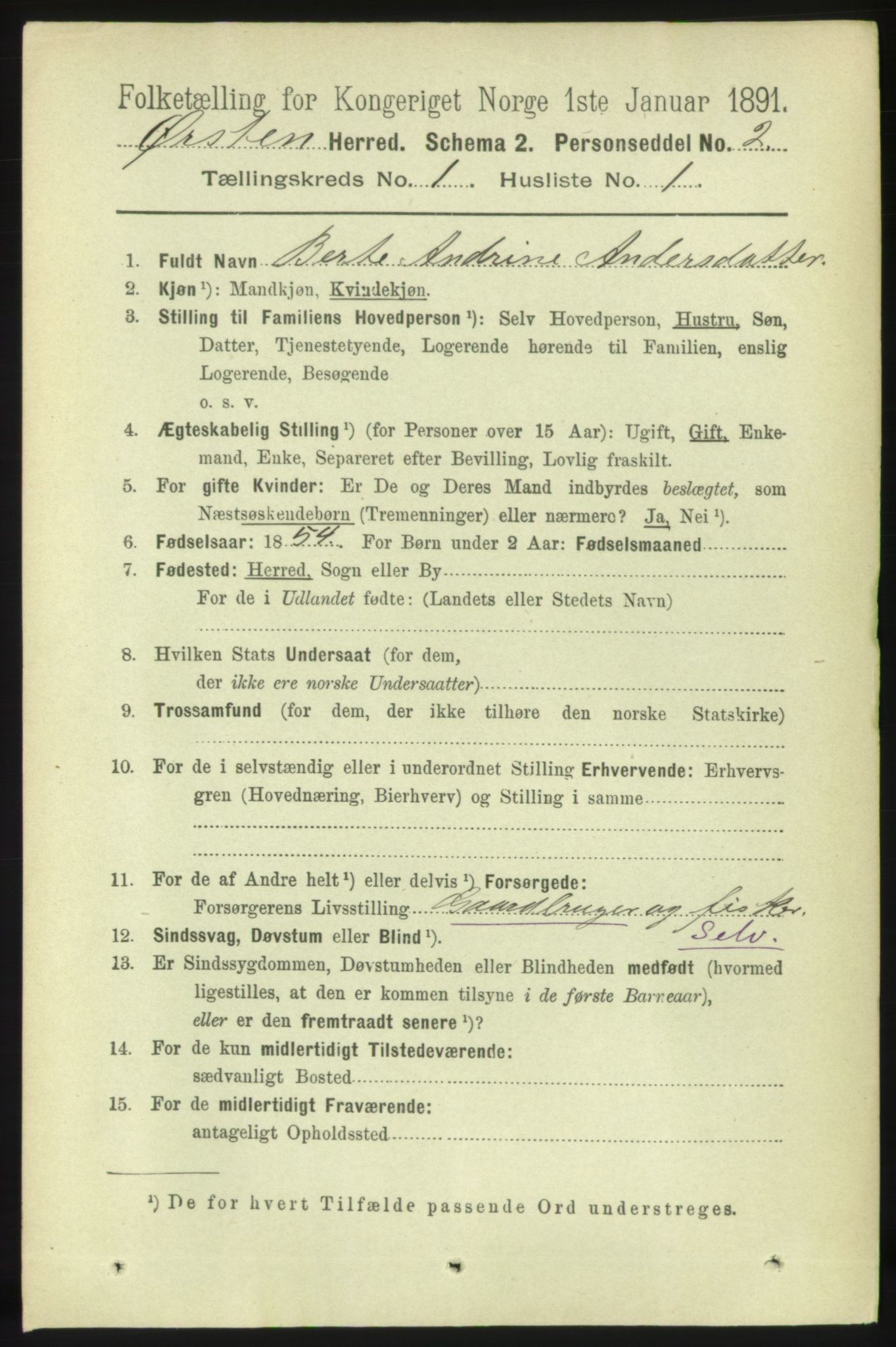 RA, 1891 census for 1520 Ørsta, 1891, p. 70