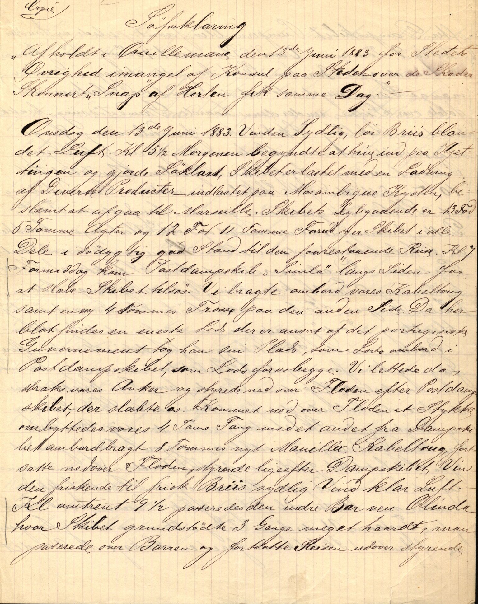 Pa 63 - Østlandske skibsassuranceforening, VEMU/A-1079/G/Ga/L0016/0015: Havaridokumenter / St. Lawrence, Poseidon, Snap, Josephine, Triton, 1883, p. 26