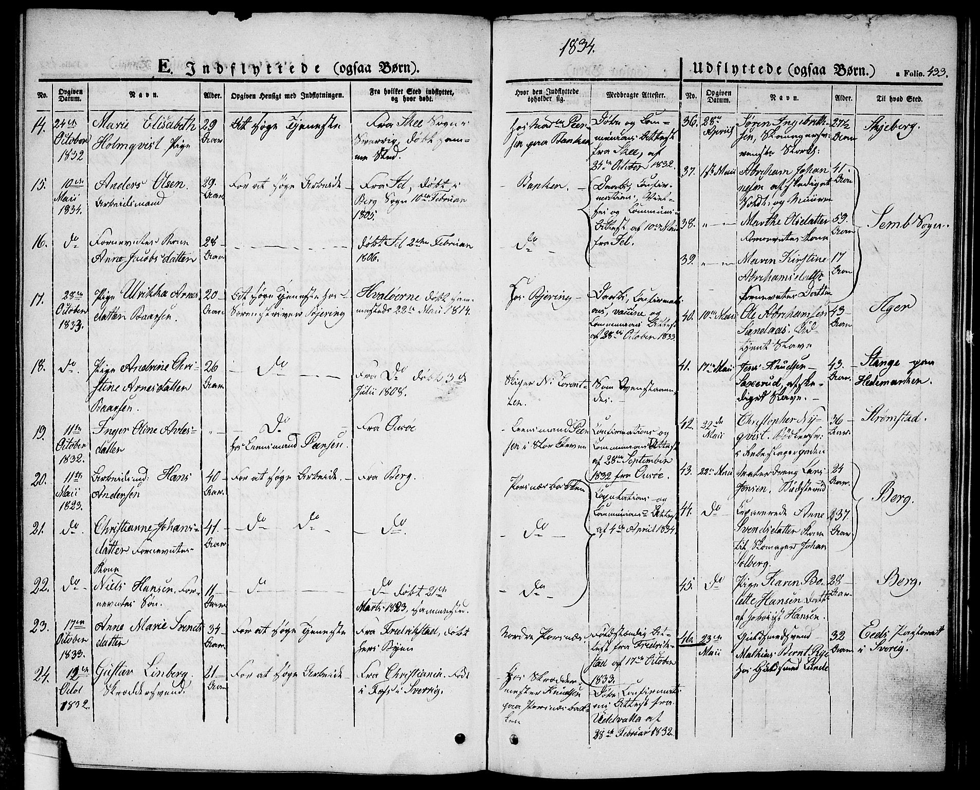 Halden prestekontor Kirkebøker, SAO/A-10909/G/Ga/L0003: Parish register (copy) no. 3, 1834-1844, p. 433