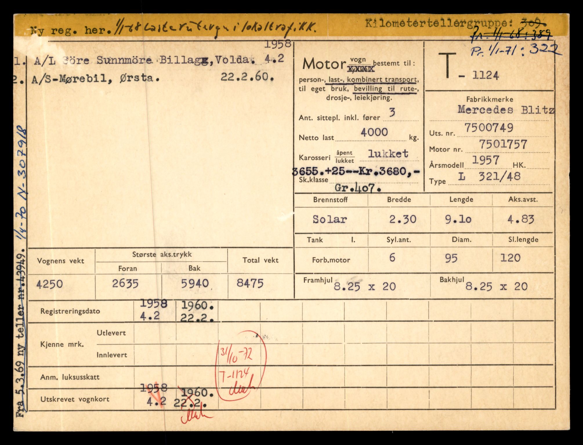 Møre og Romsdal vegkontor - Ålesund trafikkstasjon, AV/SAT-A-4099/F/Fe/L0010: Registreringskort for kjøretøy T 1050 - T 1169, 1927-1998, p. 2115